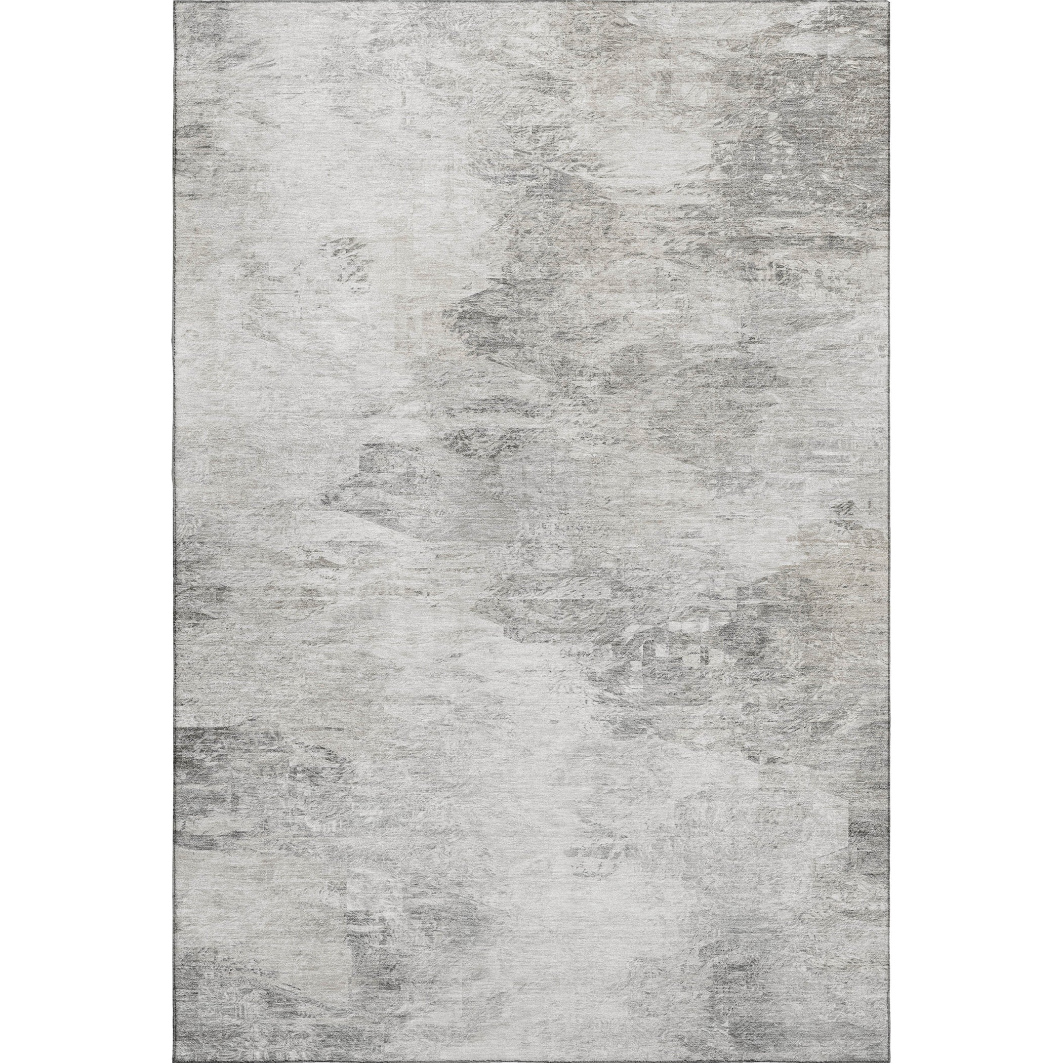 Mdina Machine Washable Transitional Silver Gray Rug 2'6" x 3'10" #shape_Rectangle