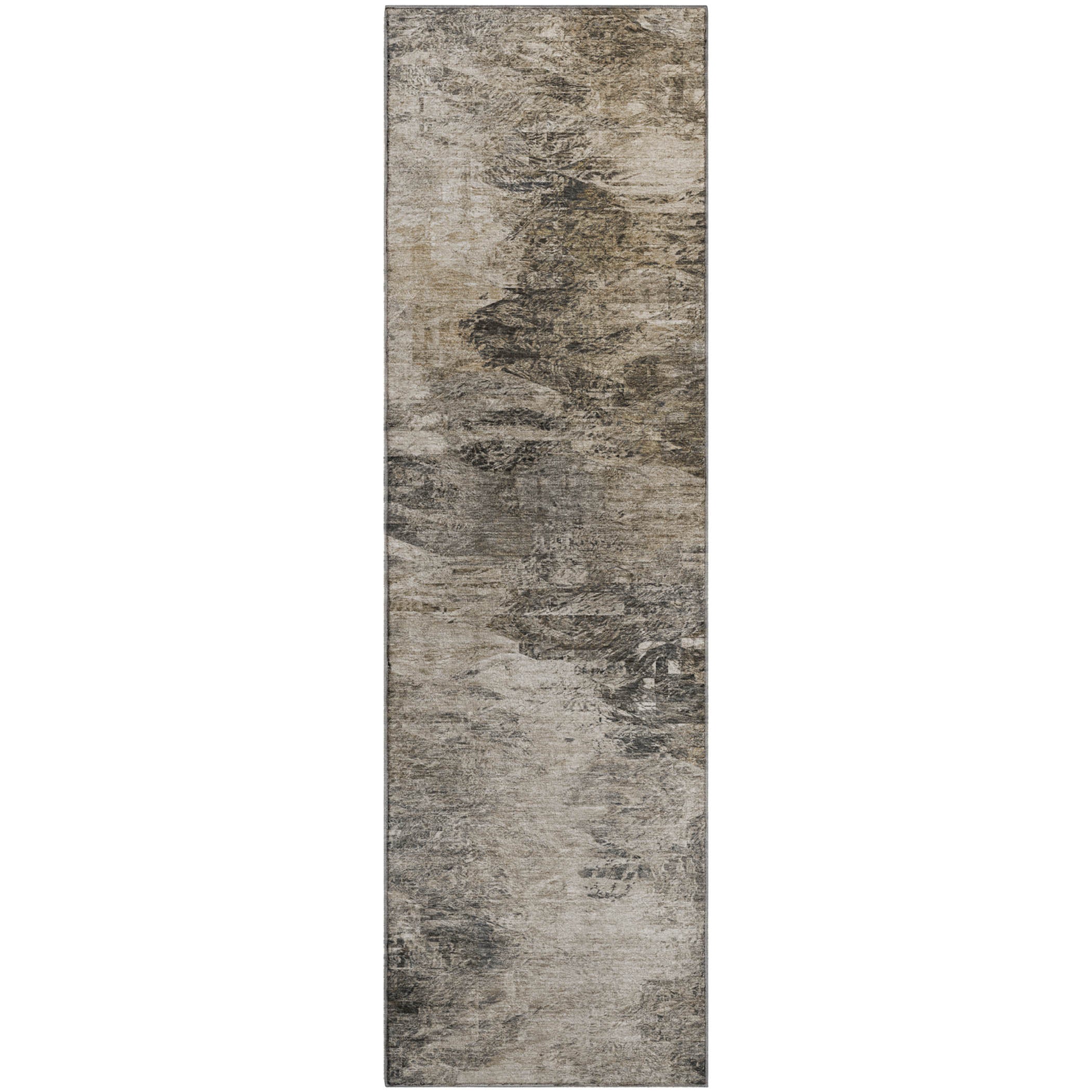 Mdina Machine Washable Transitional Taupe Brown Rug 2'3" x 7'6" #shape_Runner