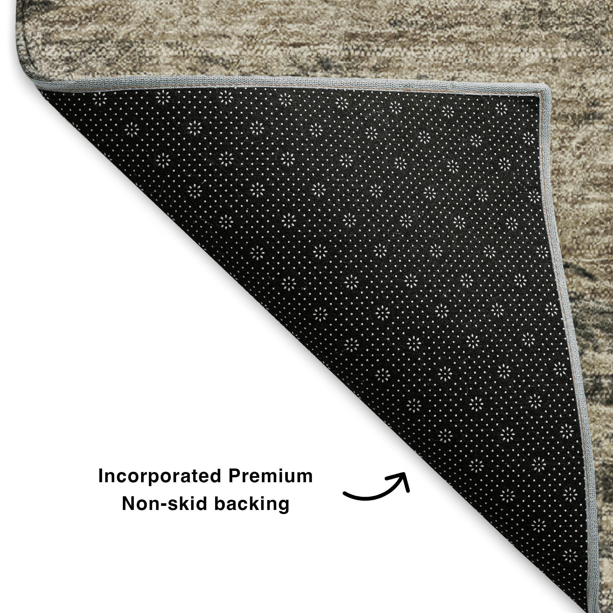 Mdina Machine Washable Transitional Taupe Brown Rug 1'8" x 2'6" #shape_Rectangle