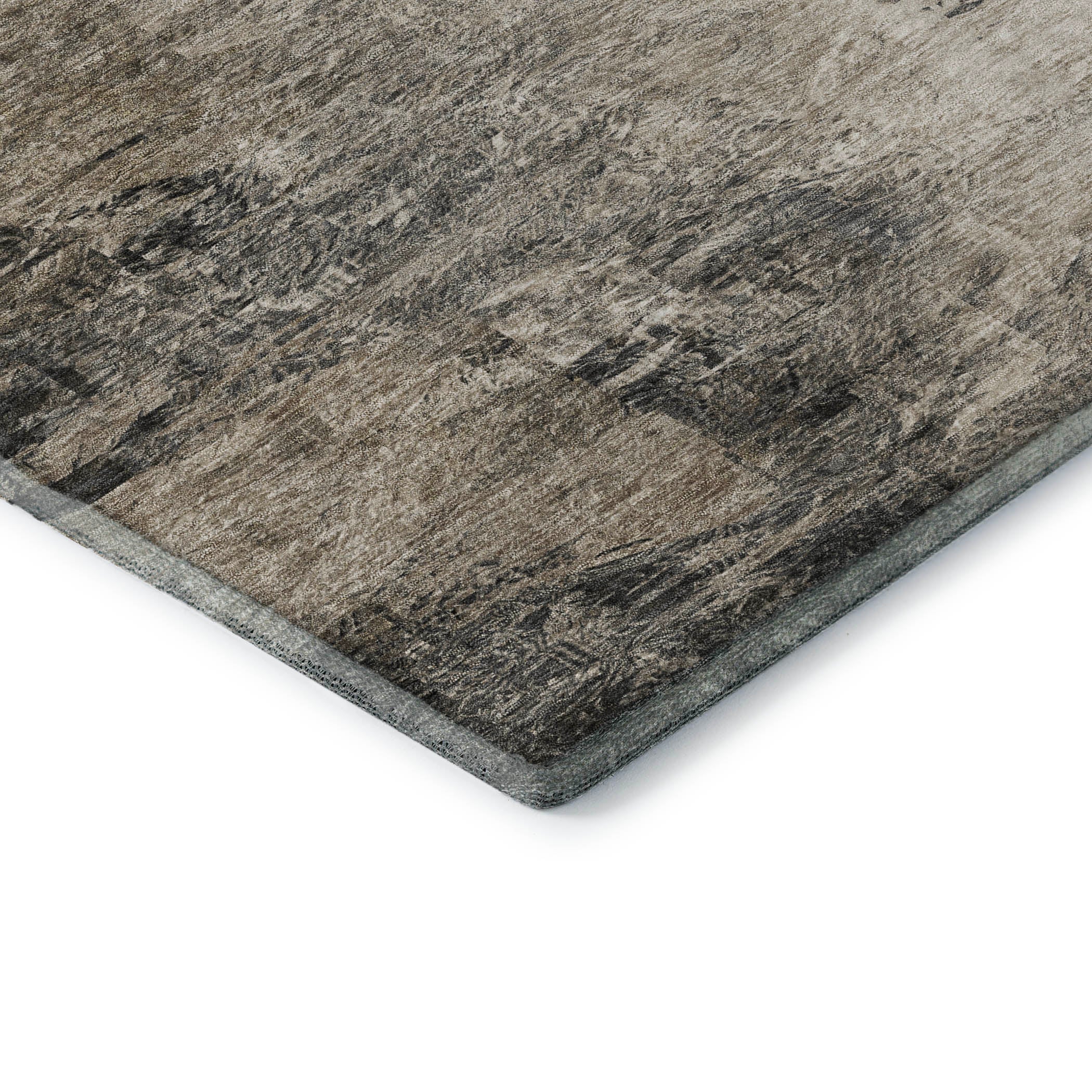 Mdina Machine Washable Transitional Taupe Brown Rug 1'8" x 2'6" #shape_Rectangle