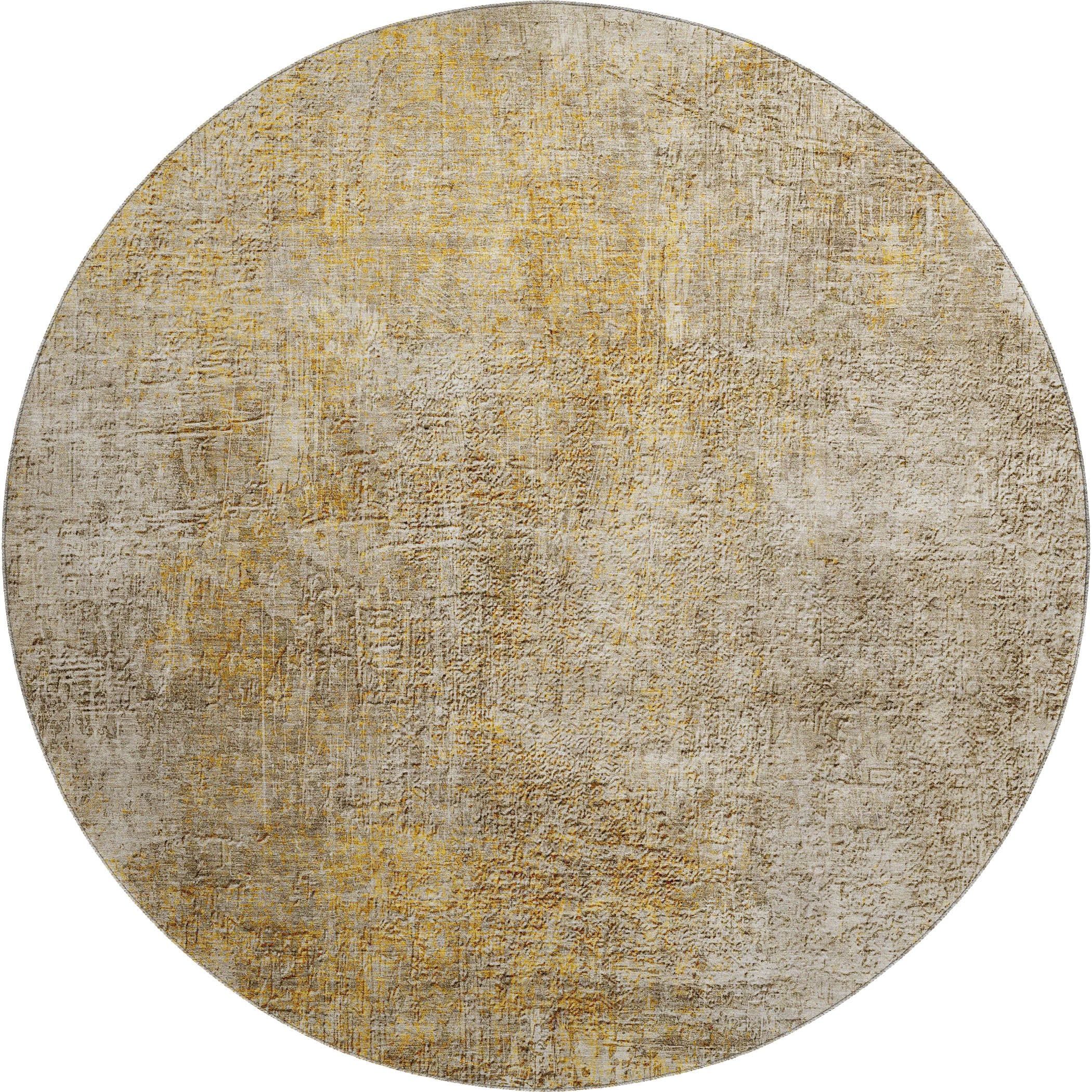 Budapest Machine Washable Transitional Beige Brown Rug 8' x 8' #shape_Round