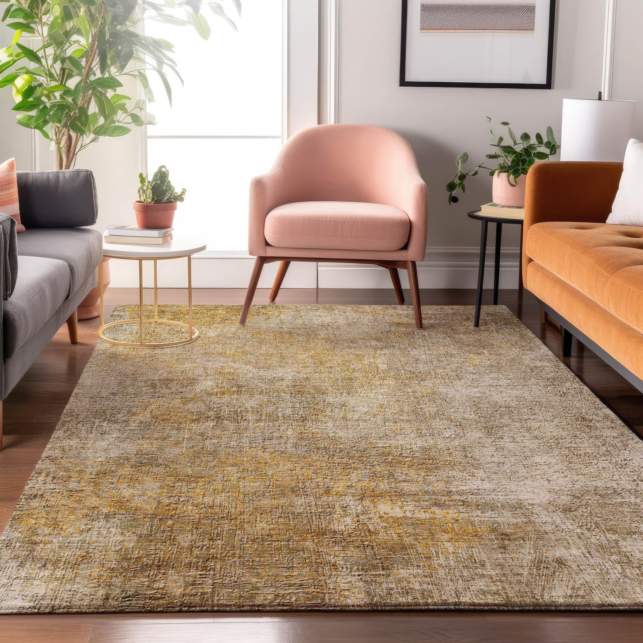 Budapest Machine Washable Transitional Beige Brown Rug 2'6" x 3'10" #shape_Rectangle