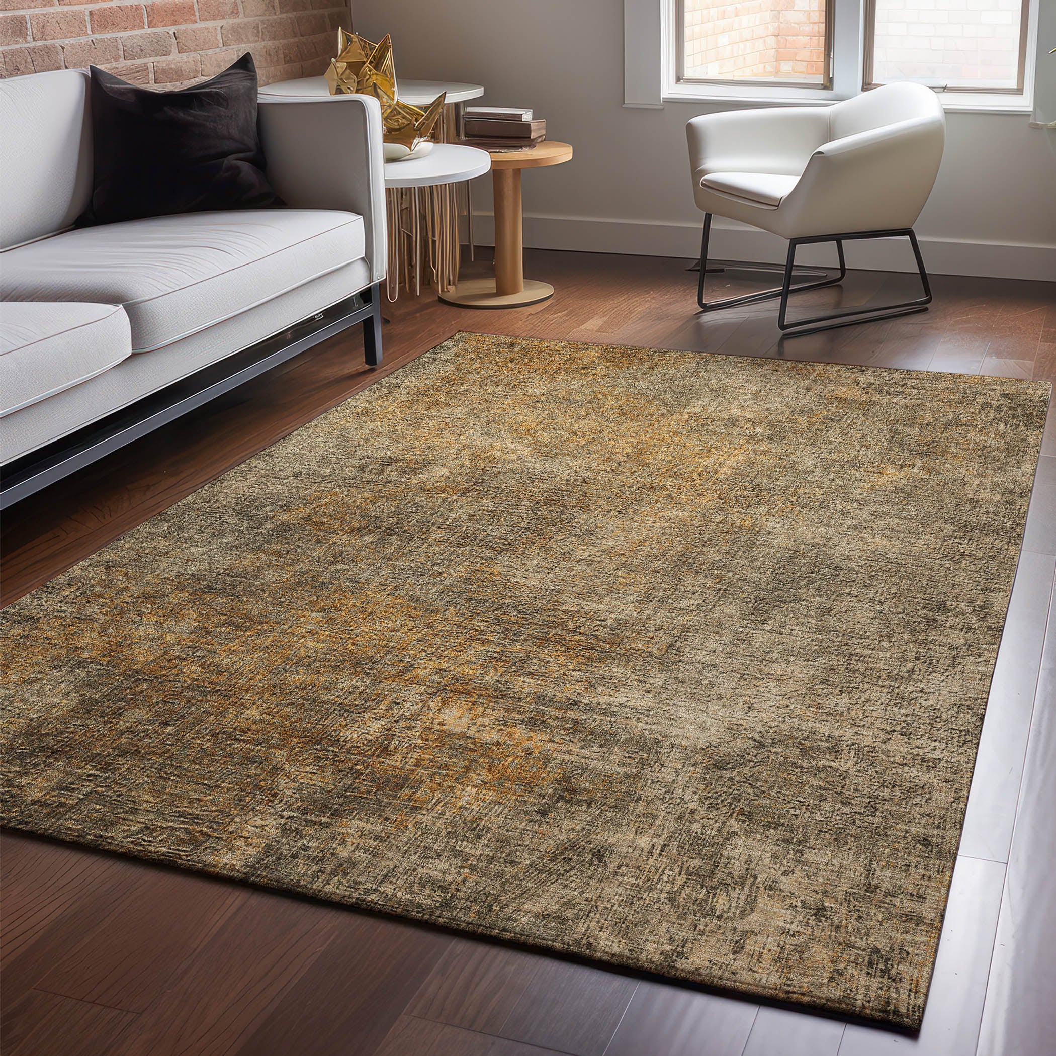 Budapest Machine Washable Transitional Brown Rug 2'6" x 3'10" #shape_Rectangle