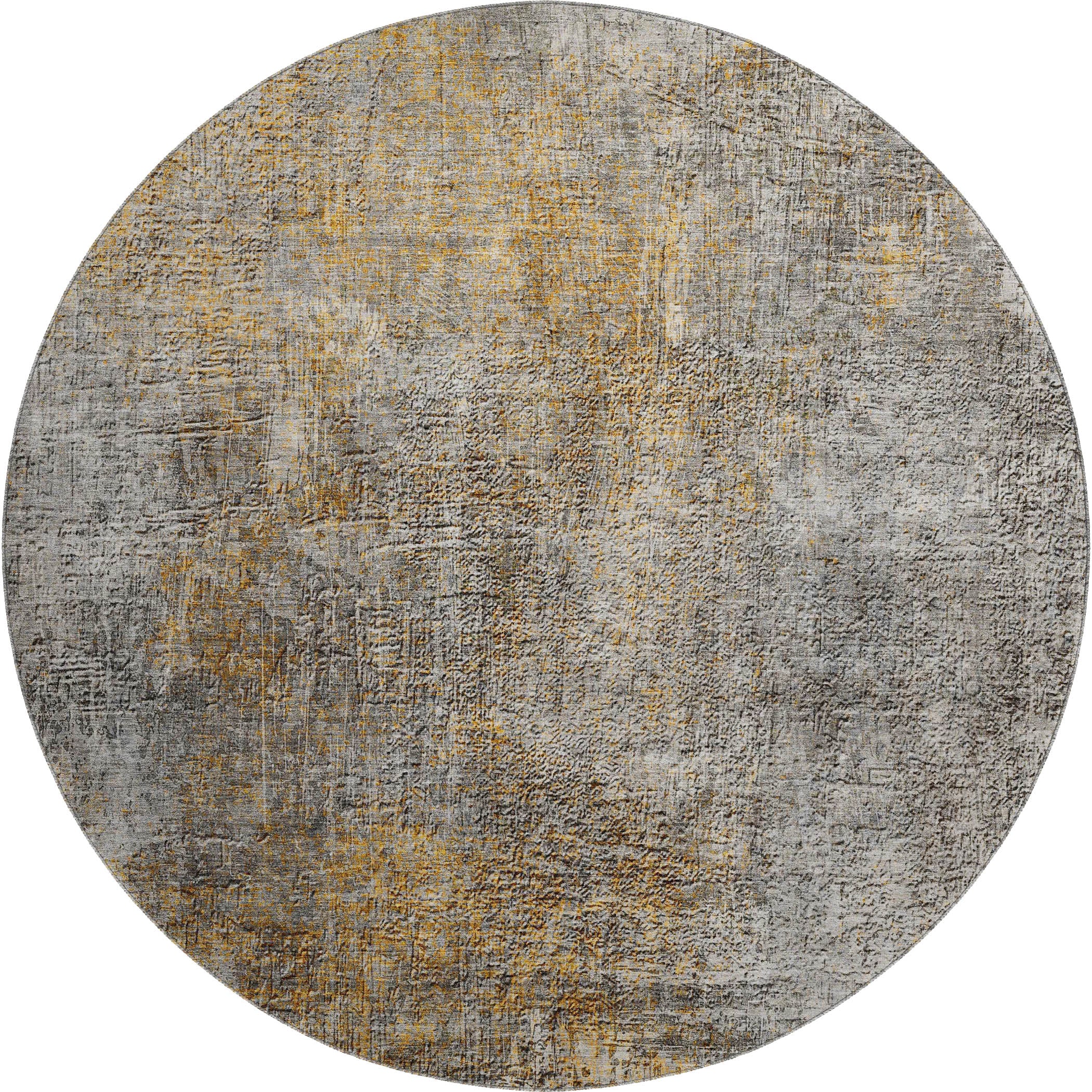 Budapest Machine Washable Transitional Gray Rug 8' x 8' #shape_Round