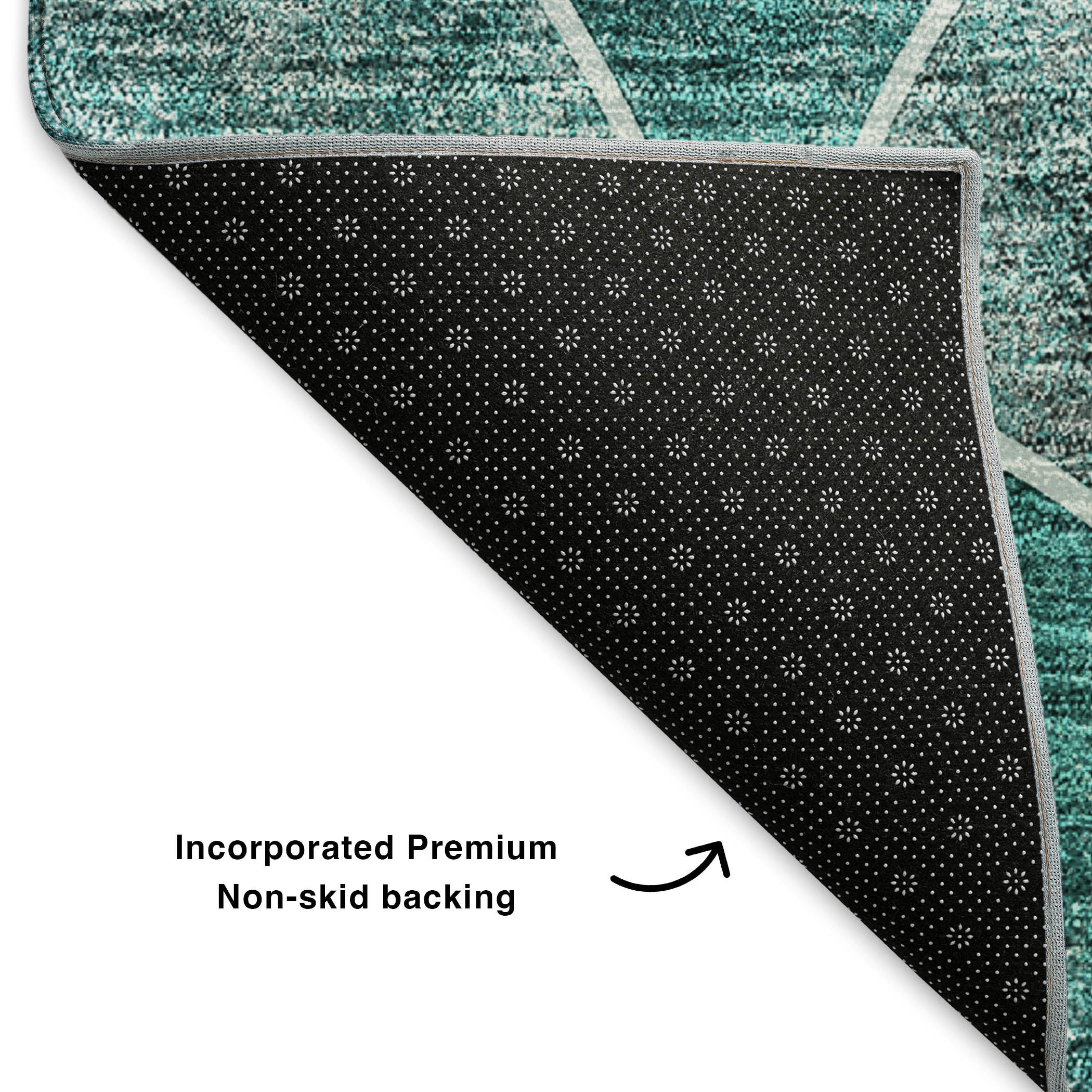 Seoul Machine Washable Transitional Teal Rug 1'8" x 2'6" #shape_Rectangle