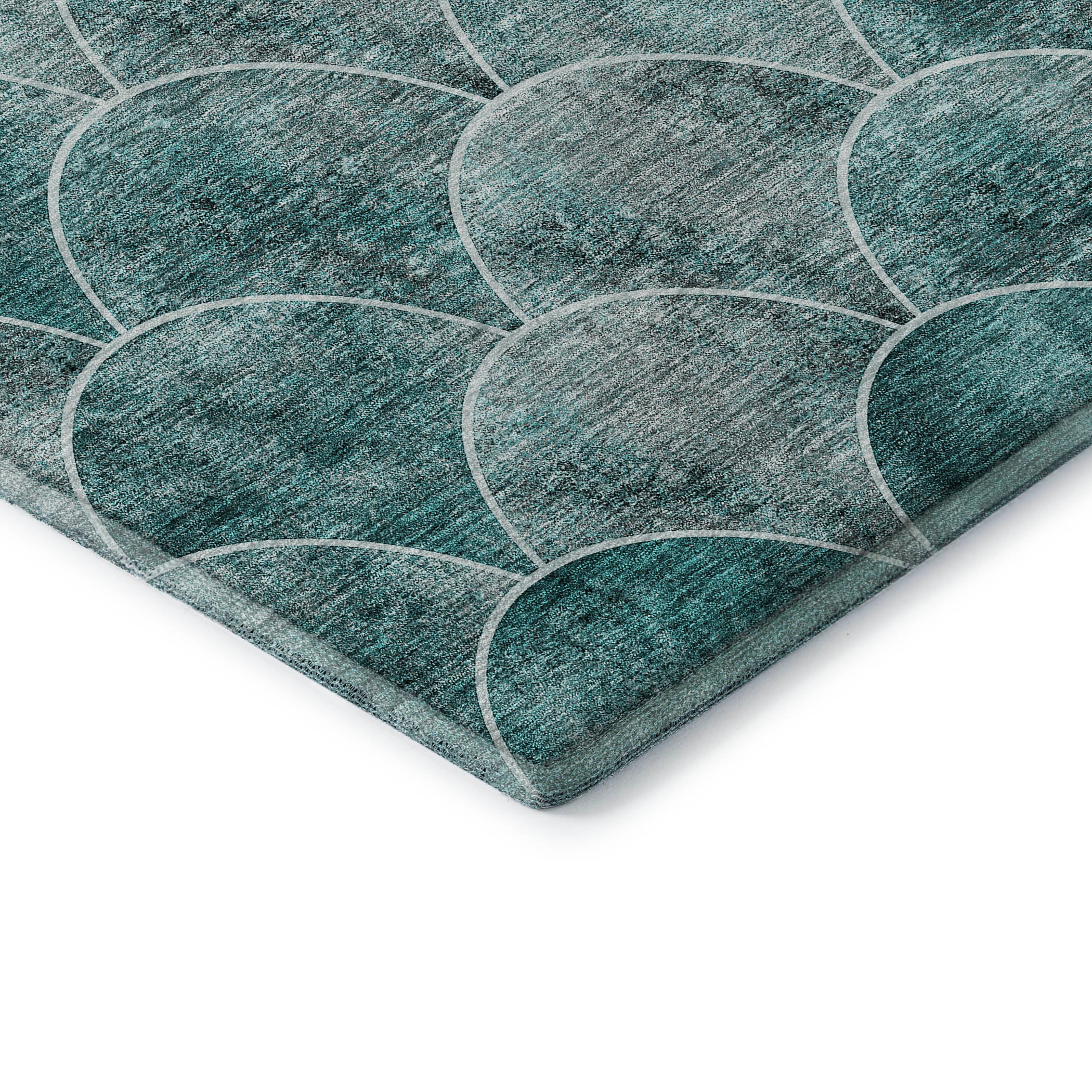 Seoul Machine Washable Transitional Teal Rug 1'8" x 2'6" #shape_Rectangle