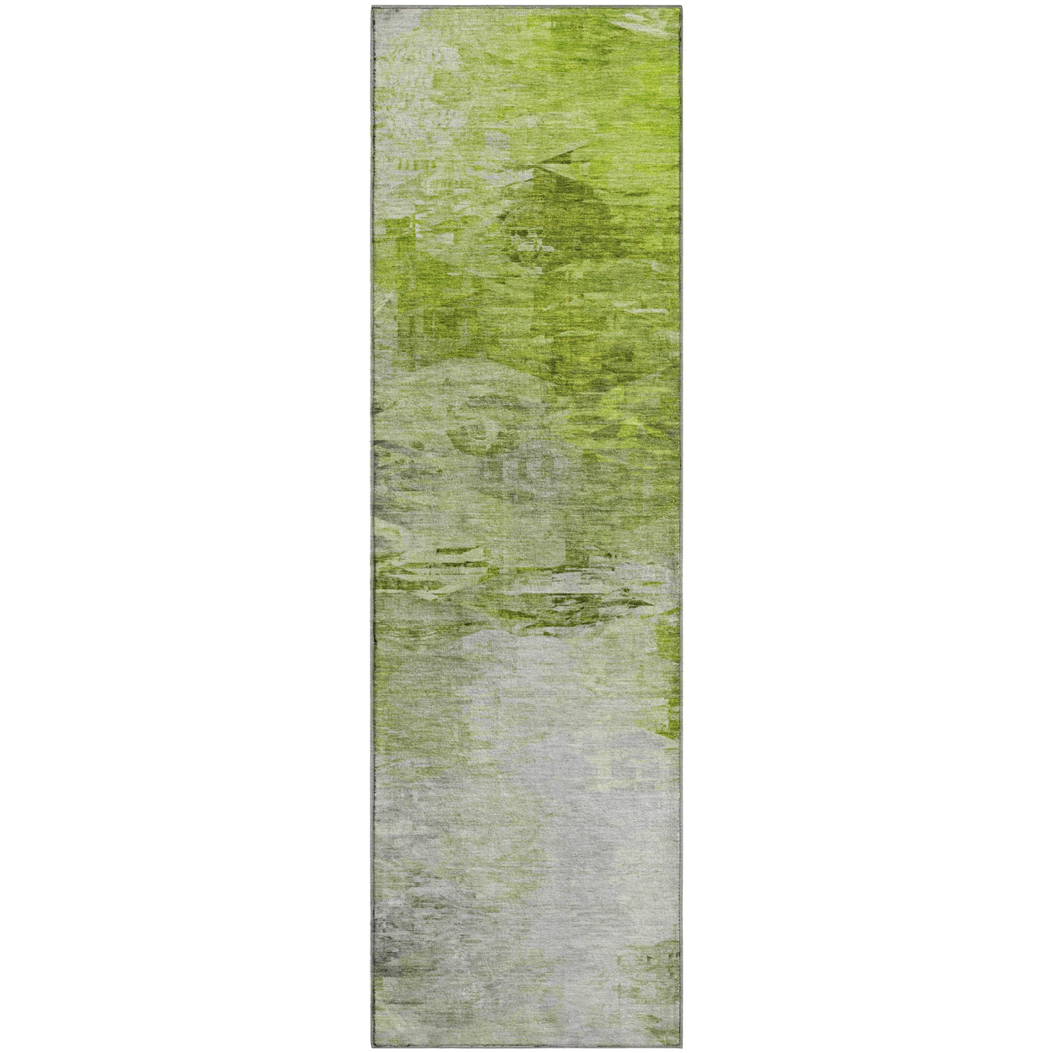 Santorini Machine Washable Transitional Aloe Green Rug 2'3" x 7'6" #shape_Runner
