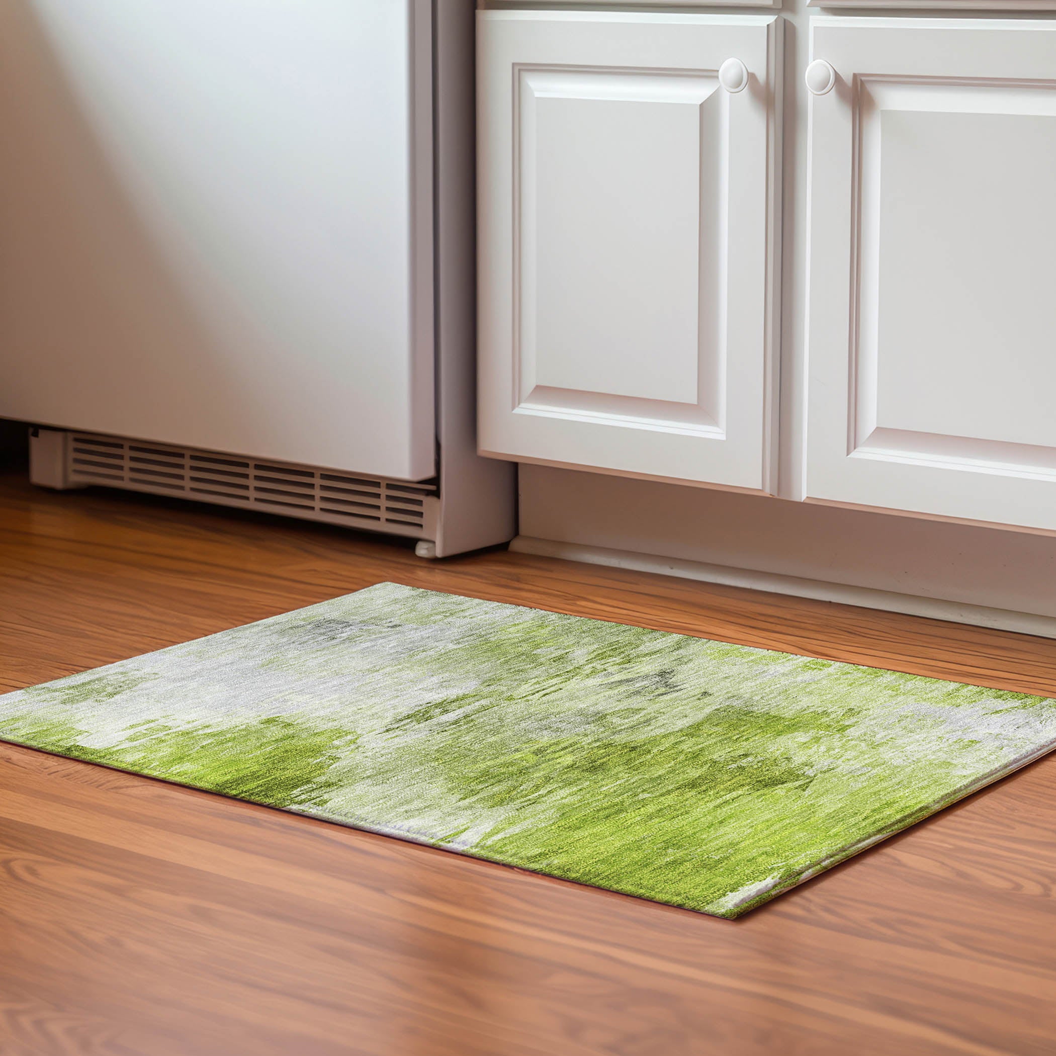 Santorini Machine Washable Transitional Aloe Green Rug 1'8" x 2'6" #shape_Rectangle
