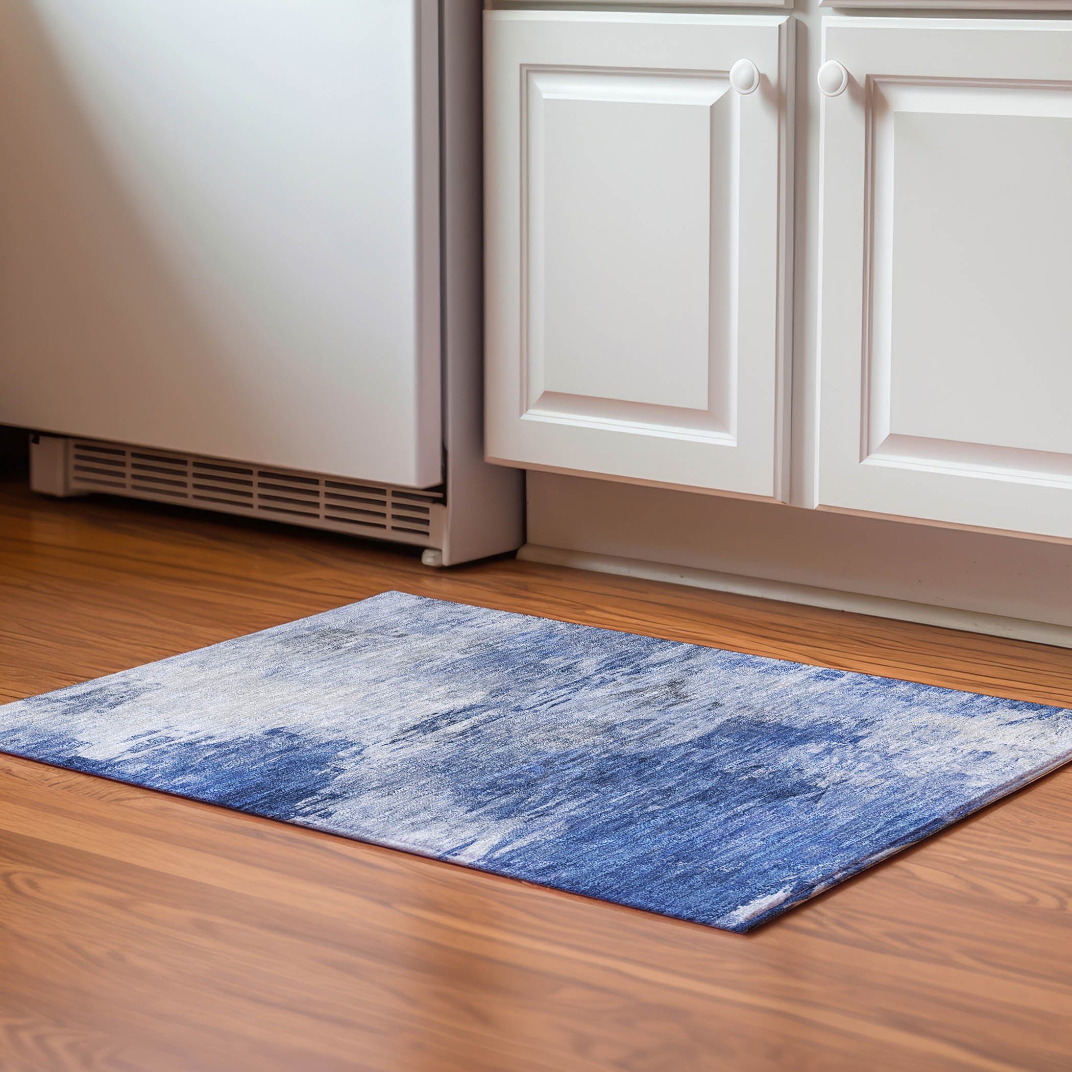 Santorini Machine Washable Transitional Blue Rug 1'8" x 2'6" #shape_Rectangle