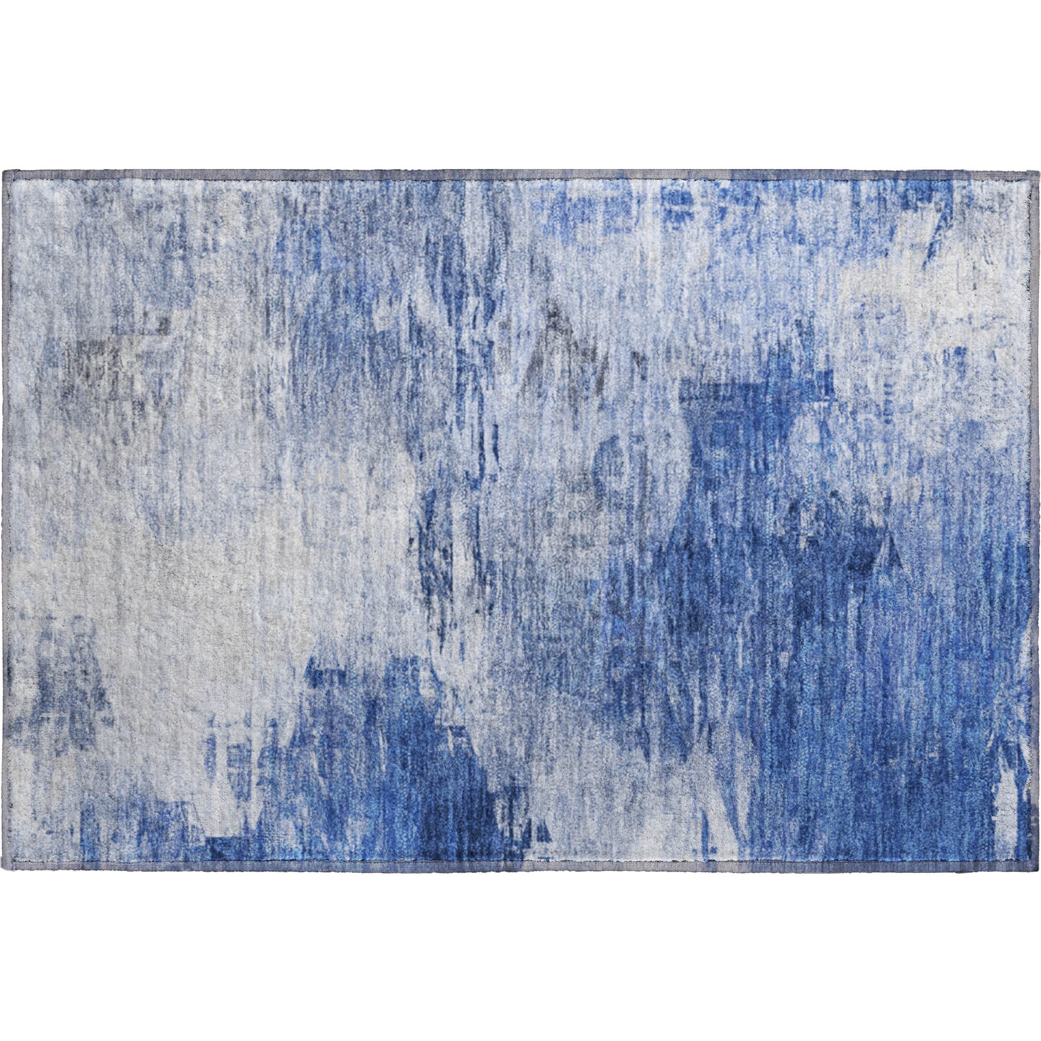 Santorini Machine Washable Transitional Blue Rug 1'8" x 2'6" #shape_Rectangle