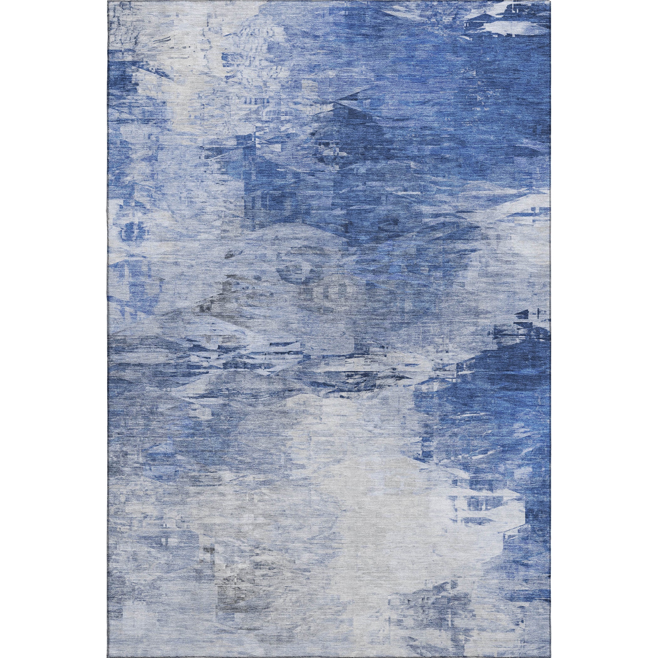 Santorini Machine Washable Transitional Blue Rug 2'6" x 3'10" #shape_Rectangle