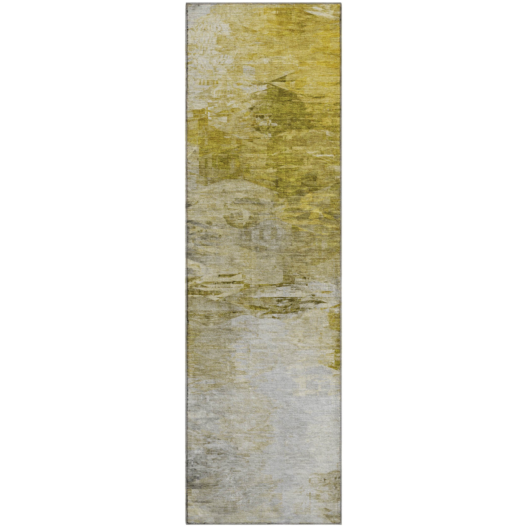 Santorini Machine Washable Transitional Gold Rug 2'3" x 7'6" #shape_Runner