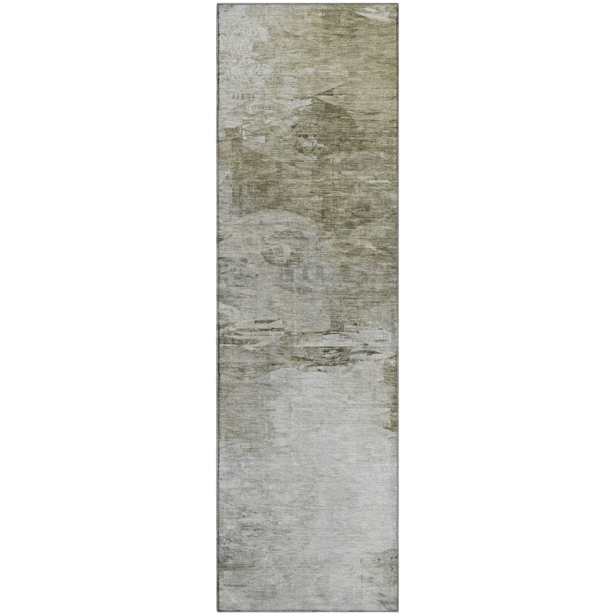 Santorini Machine Washable Transitional Taupe Brown Rug 2'3" x 7'6" #shape_Runner