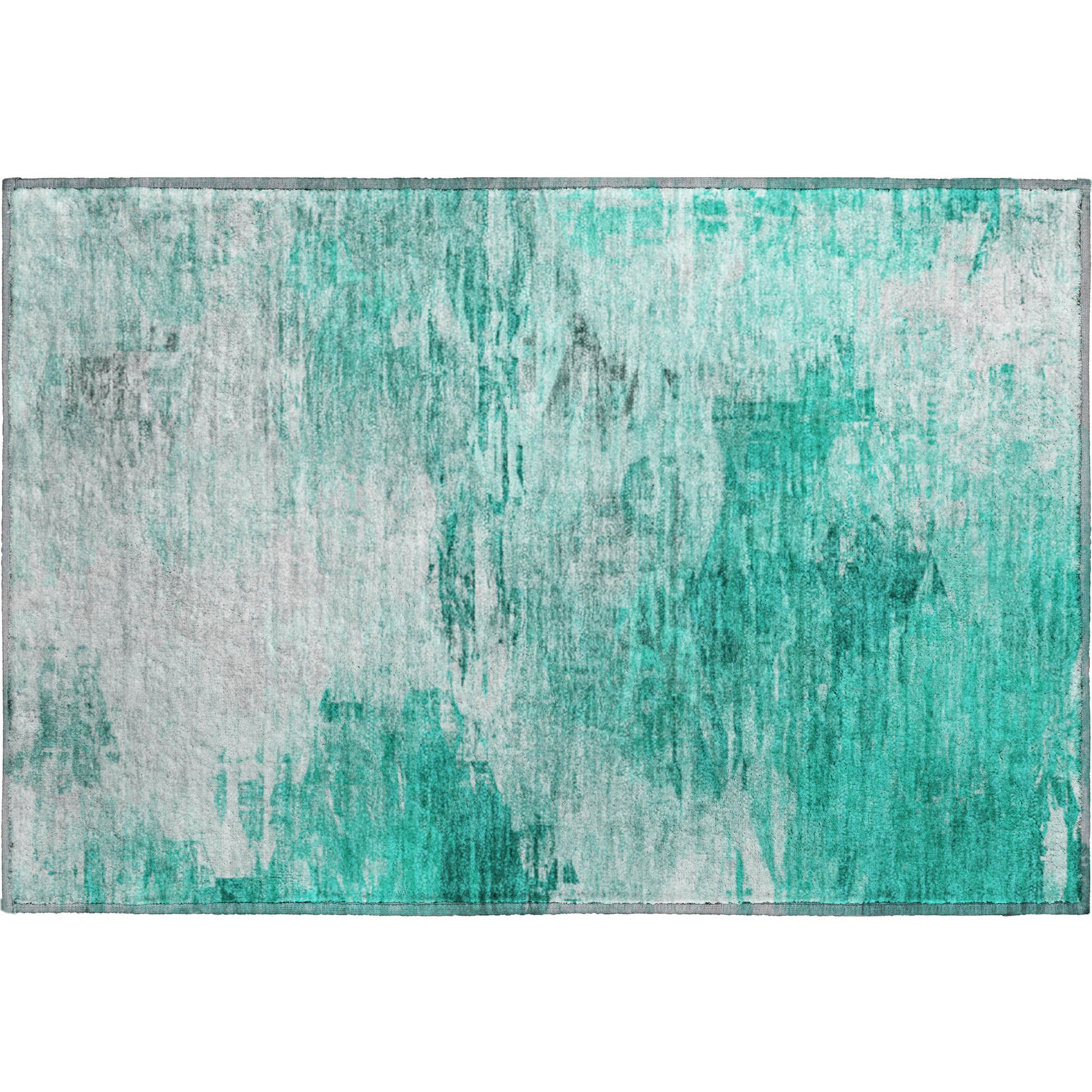 Santorini Machine Washable Transitional Teal Rug 1'8" x 2'6" #shape_Rectangle