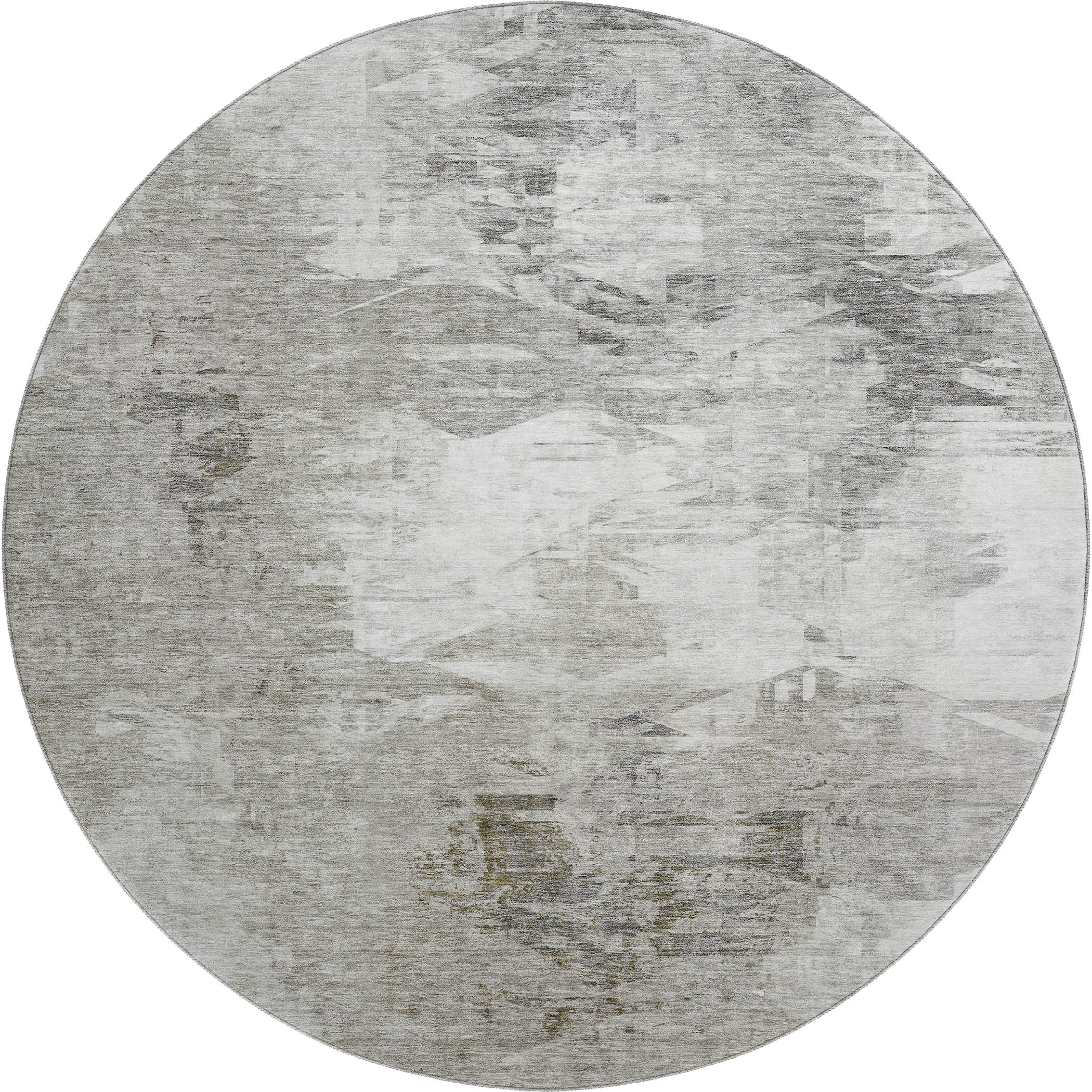Sarajevo Machine Washable Transitional Beige Brown Rug 8' x 8' #shape_Round
