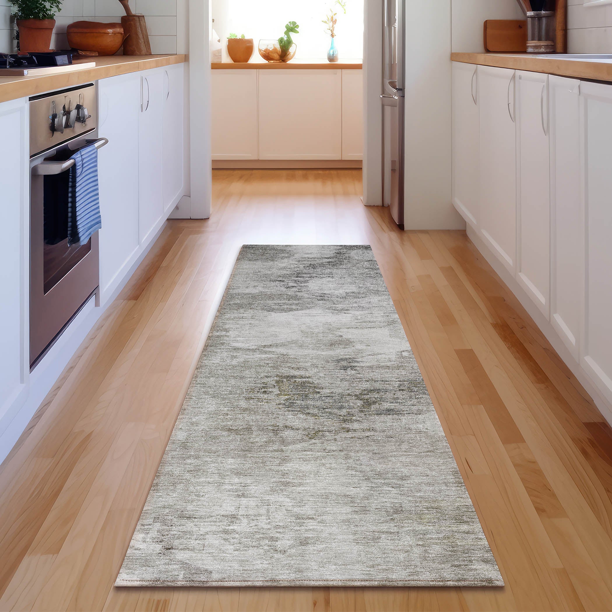 Sarajevo Machine Washable Transitional Beige Brown Rug 2'3" x 7'6" #shape_Runner