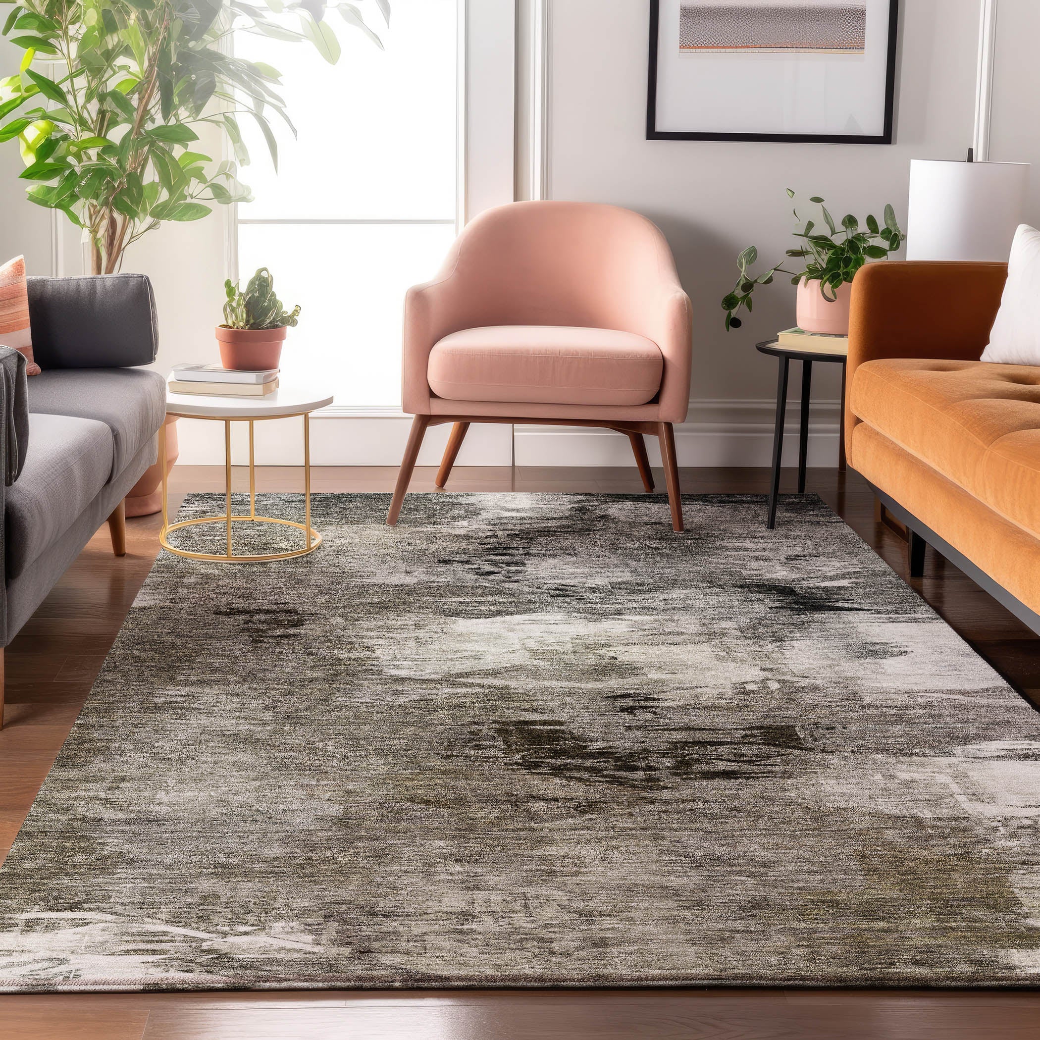 Sarajevo Machine Washable Transitional Taupe Brown Rug 2'6" x 3'10" #shape_Rectangle