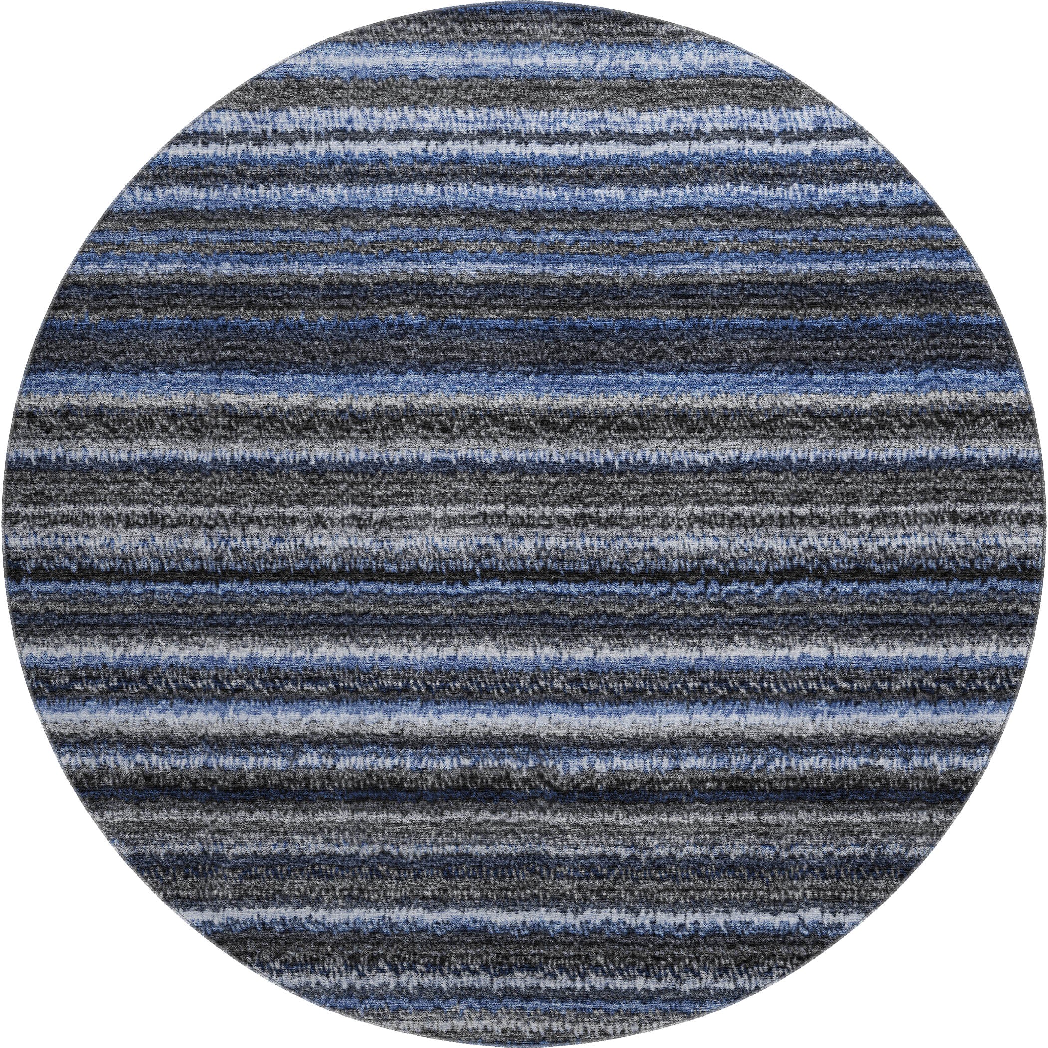 Zanzibar Machine Washable Transitional Blue Rug 8' x 8' #shape_Round