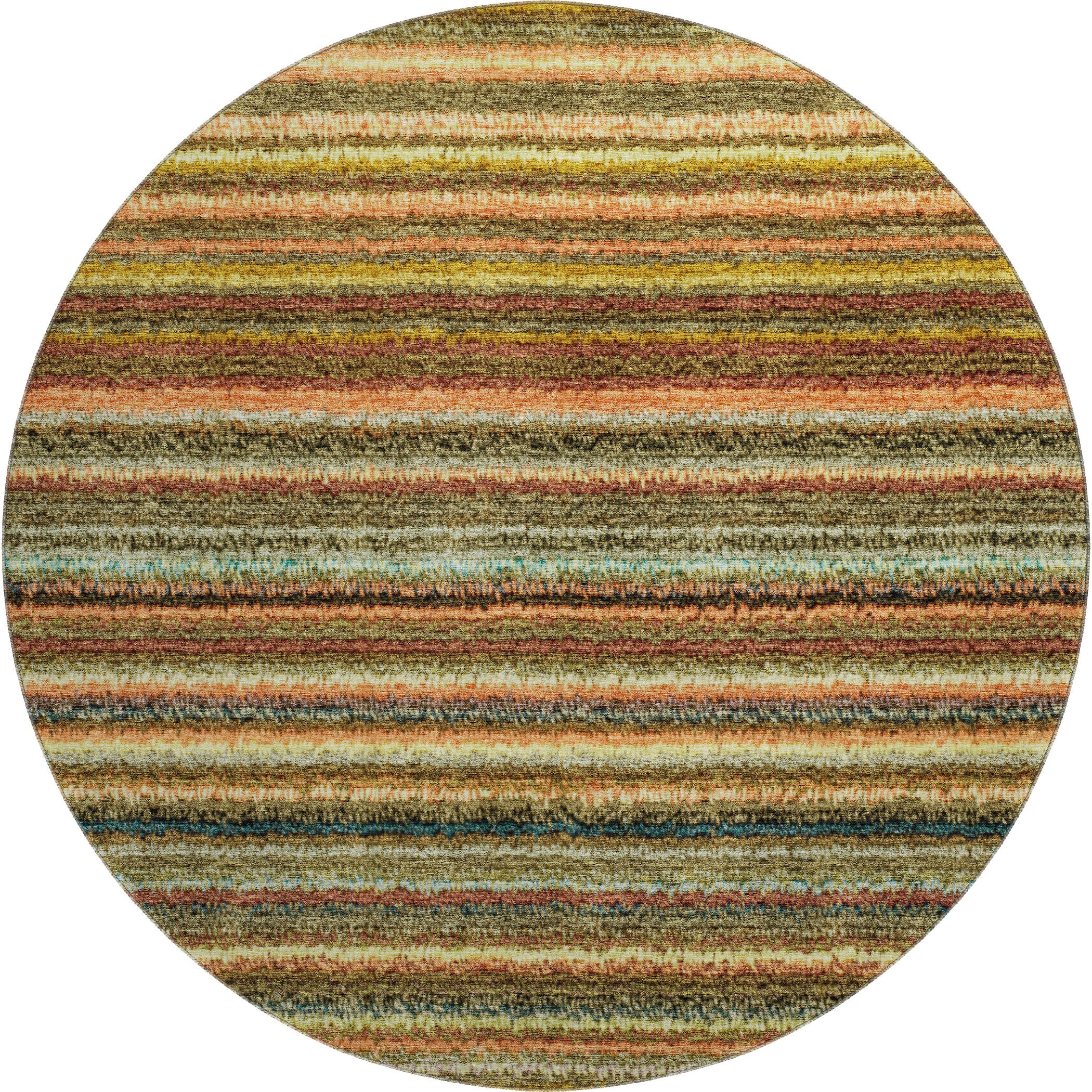 Zanzibar Machine Washable Transitional Coral Orange Rug 8' x 8' #shape_Round