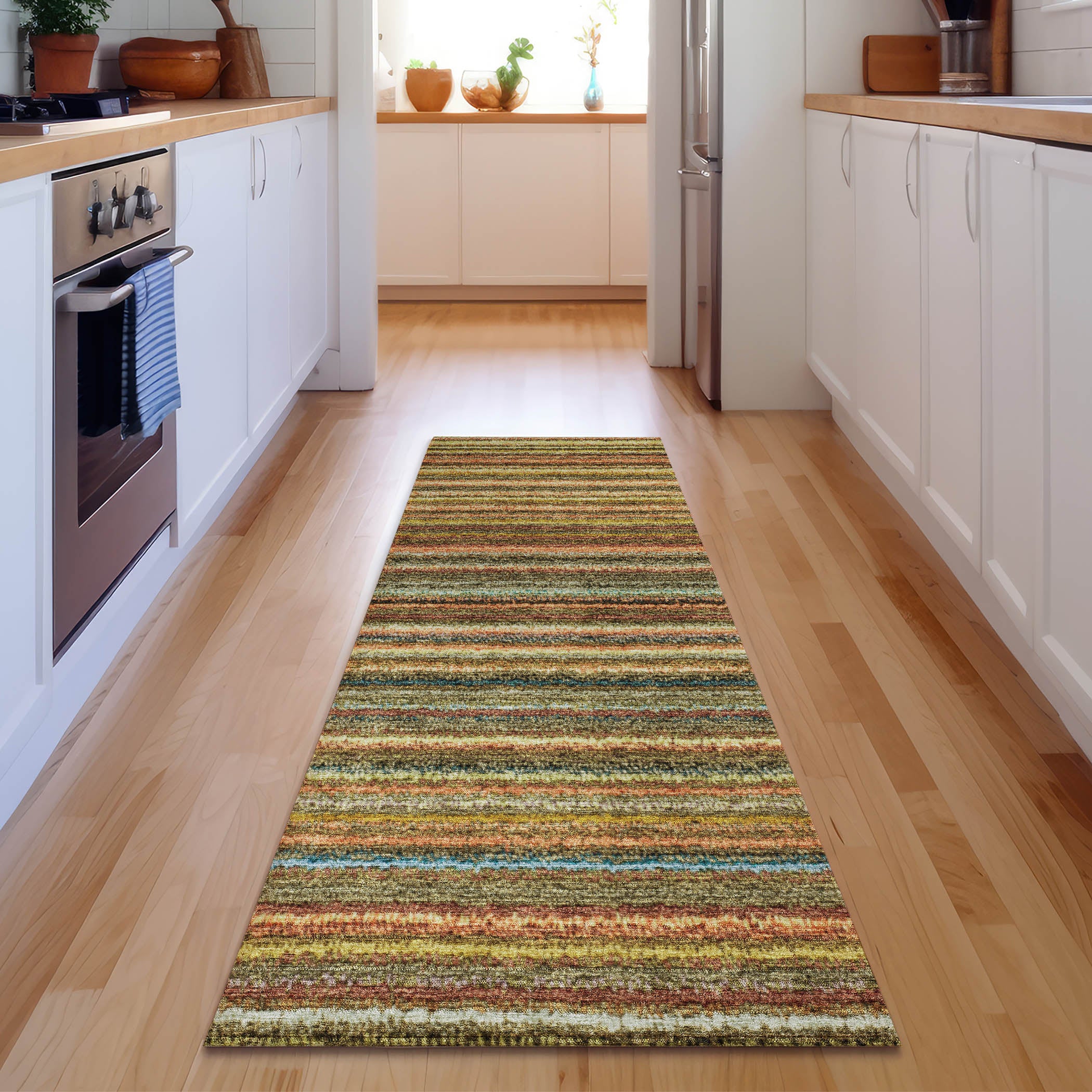 Zanzibar Machine Washable Transitional Coral Orange Rug 2'3" x 7'6" #shape_Runner