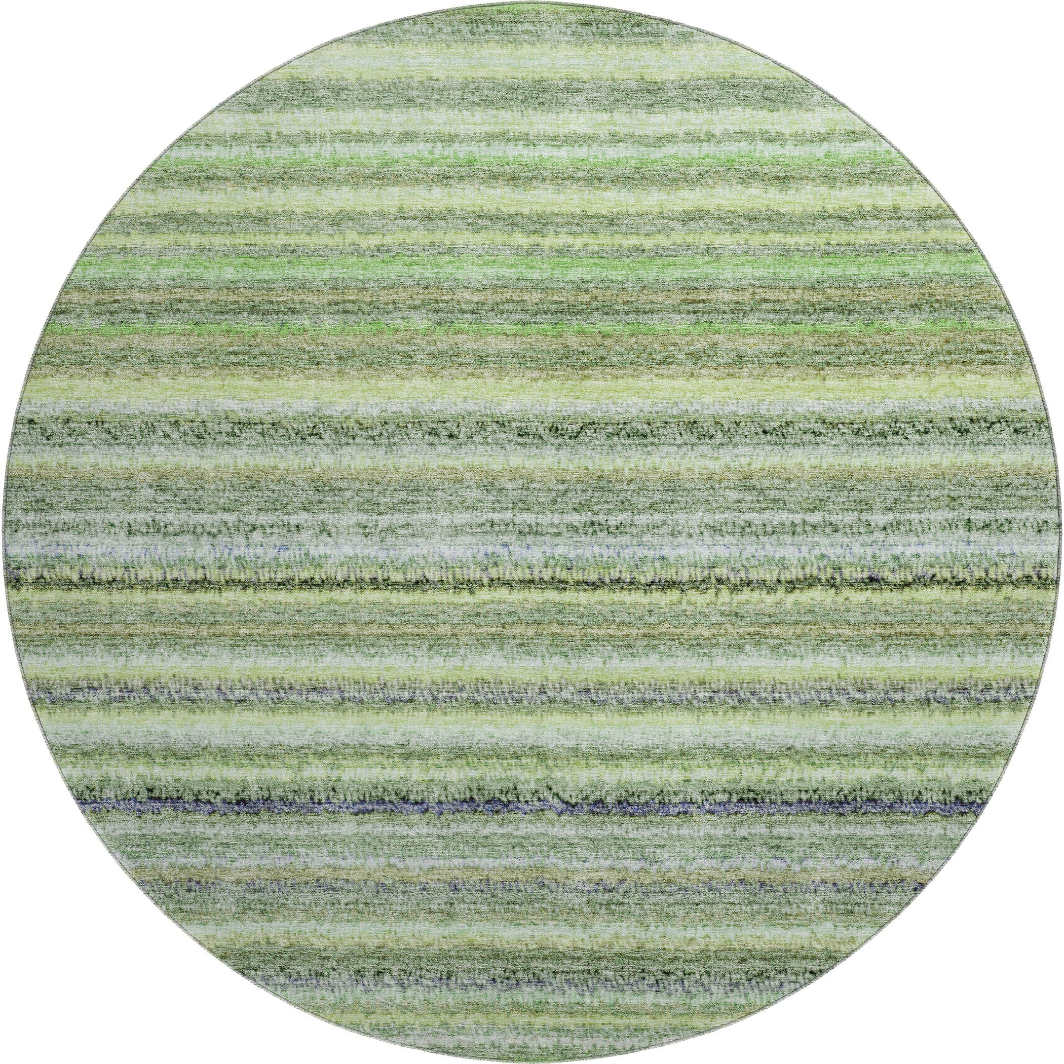 Zanzibar Machine Washable Transitional Green Rug 8' x 8' #shape_Round