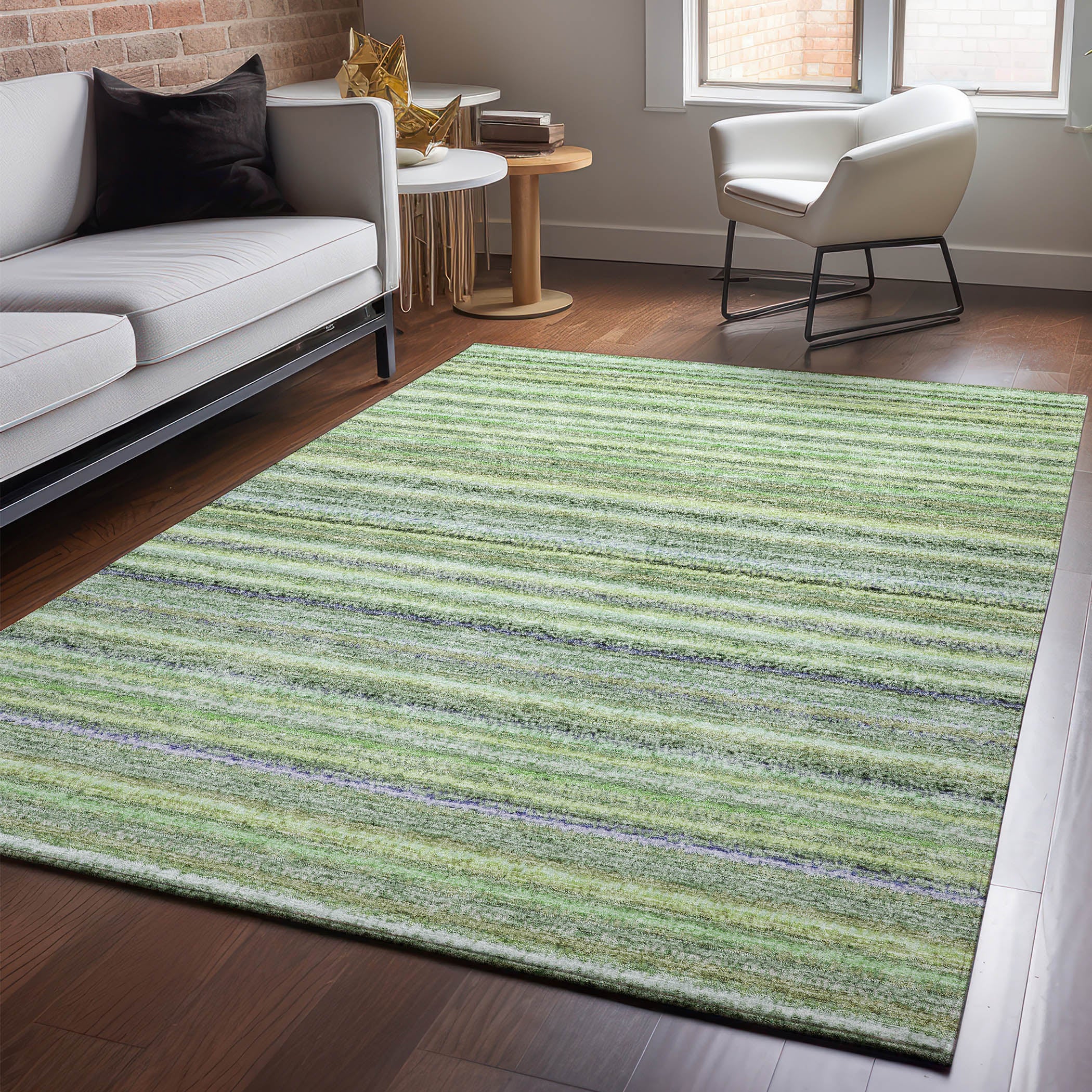 Zanzibar Machine Washable Transitional Green Rug 2'6" x 3'10" #shape_Rectangle
