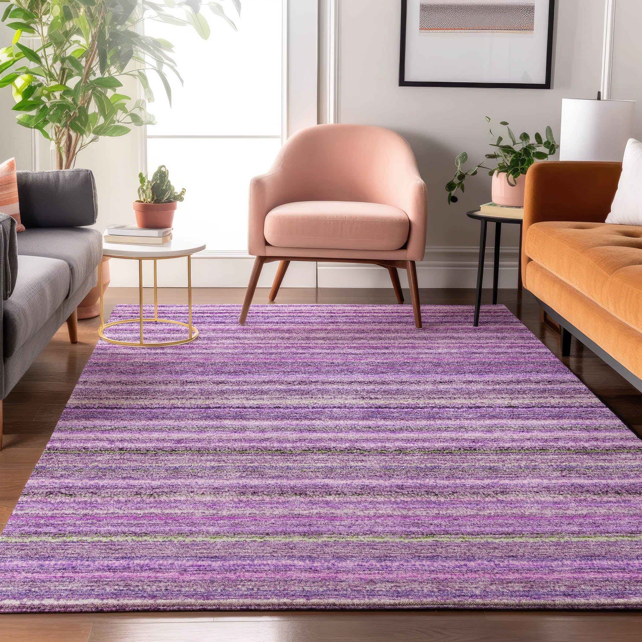 Zanzibar Machine Washable Transitional Purple Rug 2'6" x 3'10" #shape_Rectangle