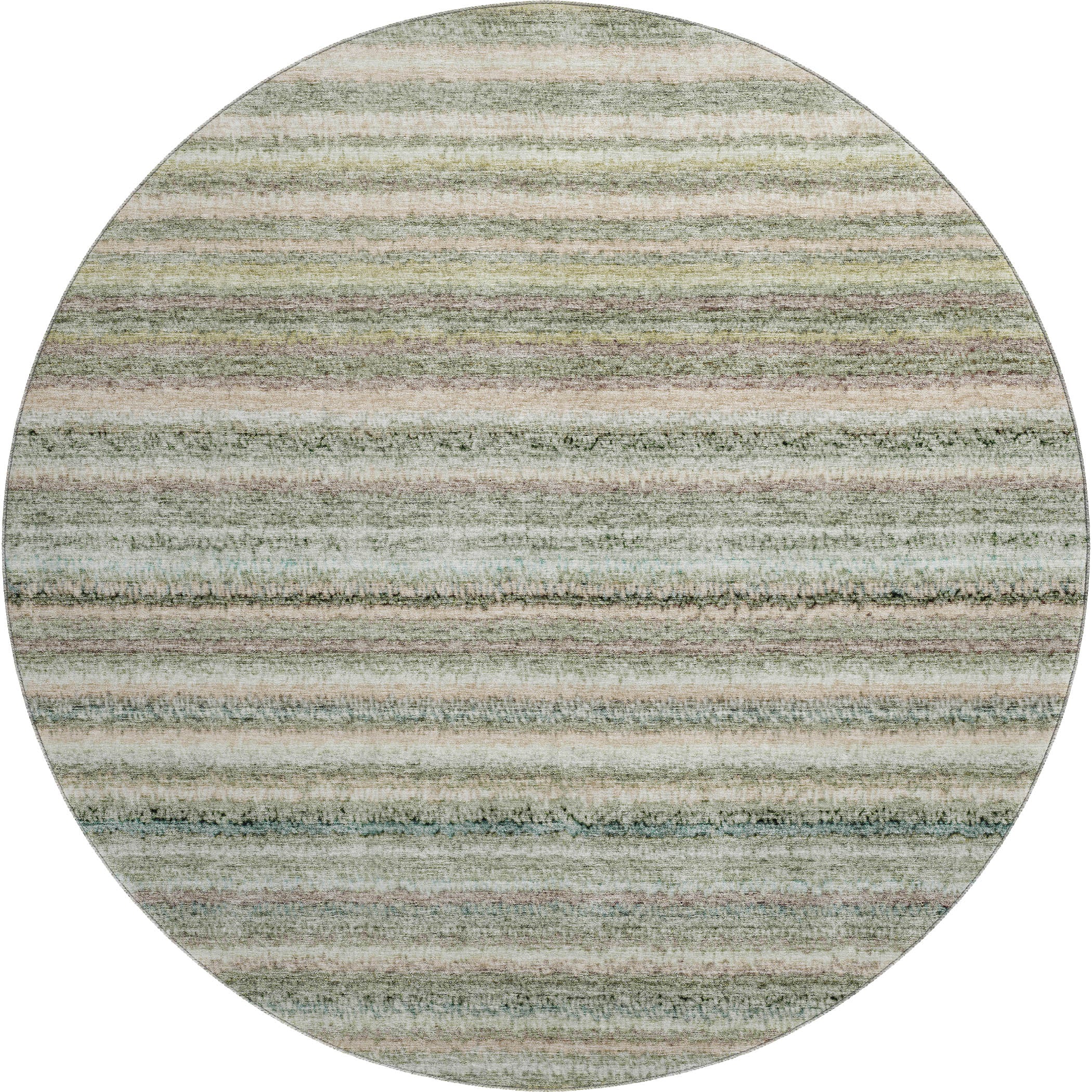 Zanzibar Machine Washable Transitional Sage Green Rug 8' x 8' #shape_Round