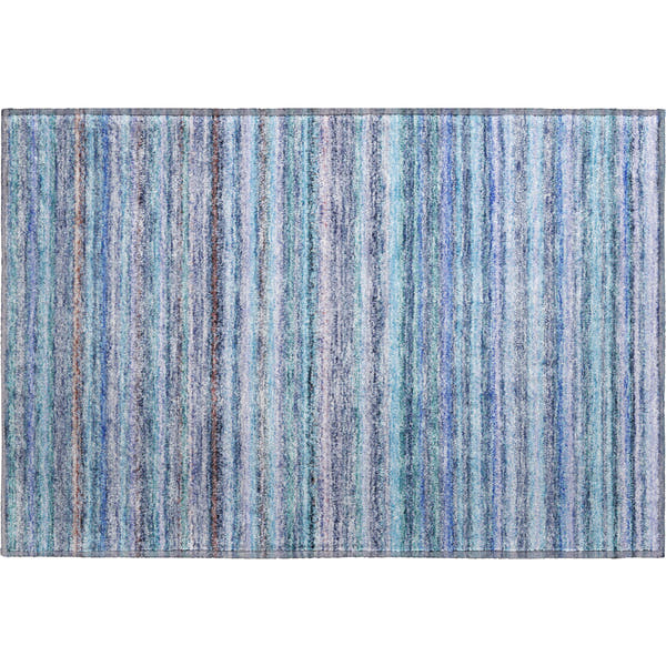 Zanzibar Machine Washable Transitional Sky Blue Rug 1'8" x 2'6"