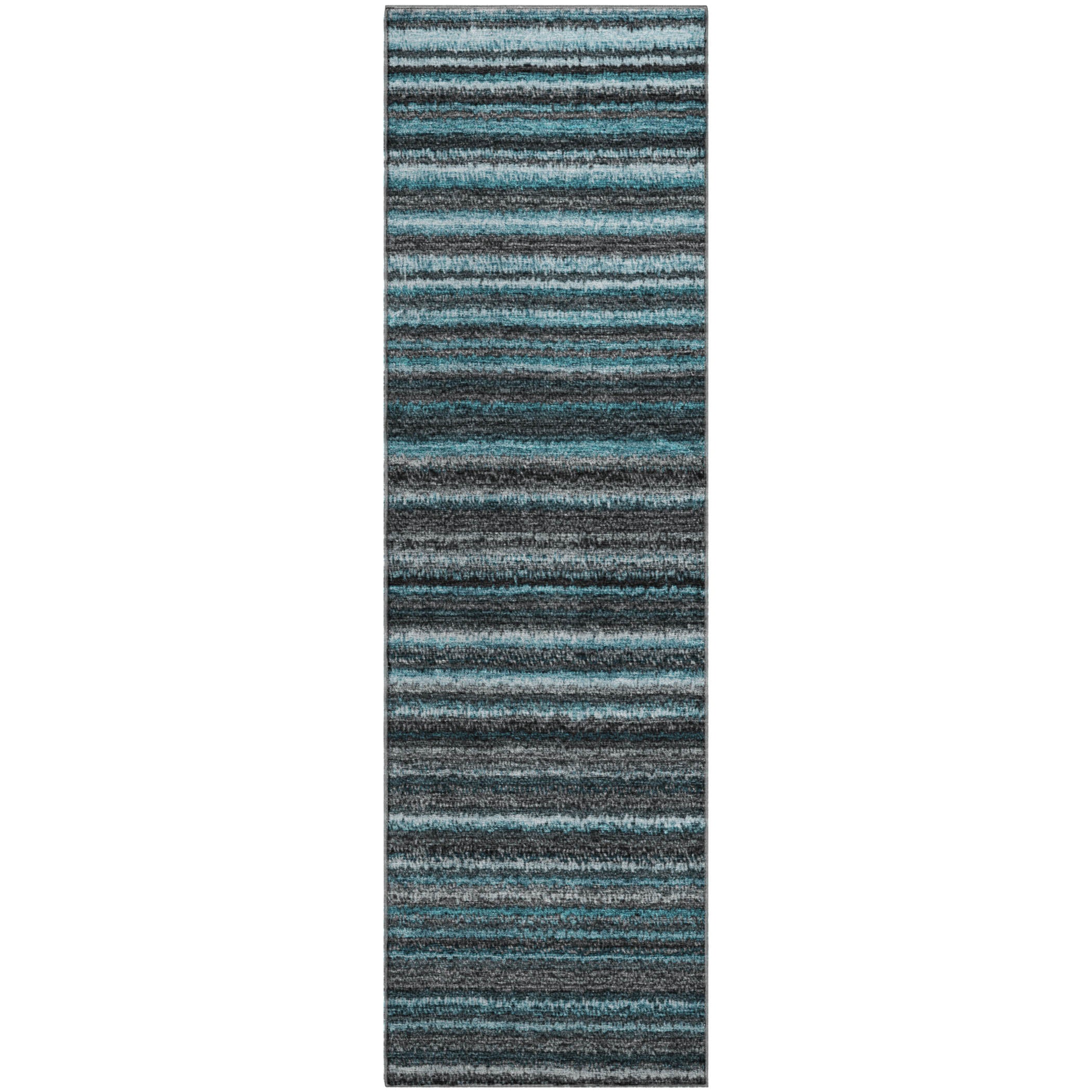 Zanzibar Machine Washable Transitional Teal Rug 2'3" x 7'6" #shape_Runner
