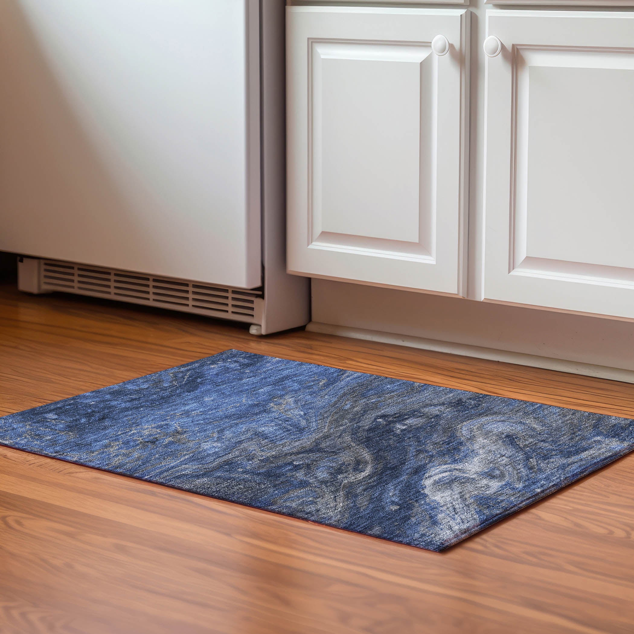 Siena Machine Washable Transitional Blue Rug 1'8" x 2'6" #shape_Rectangle