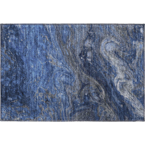 Siena Machine Washable Transitional Blue Rug 1'8" x 2'6"