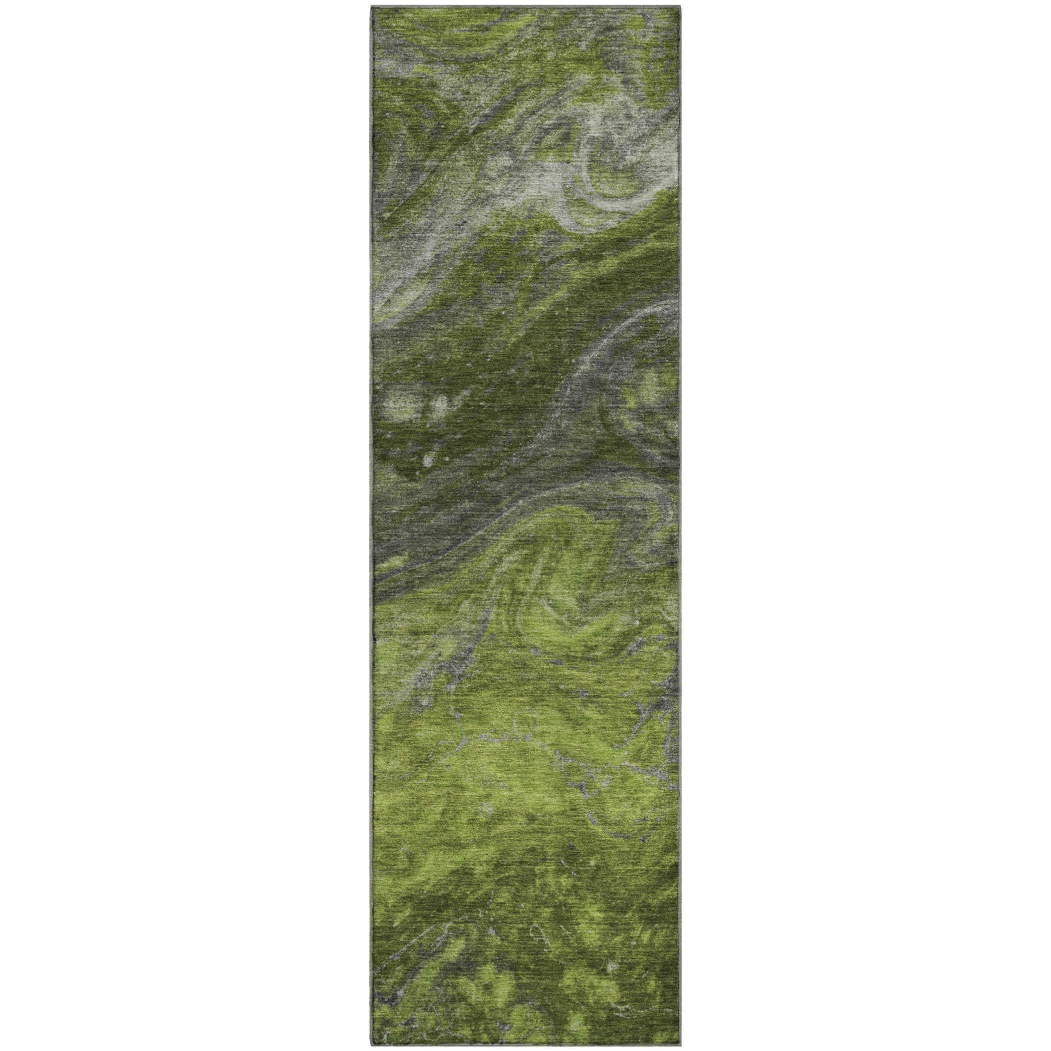 Siena Machine Washable Transitional Green Rug 2'3" x 7'6" #shape_Runner