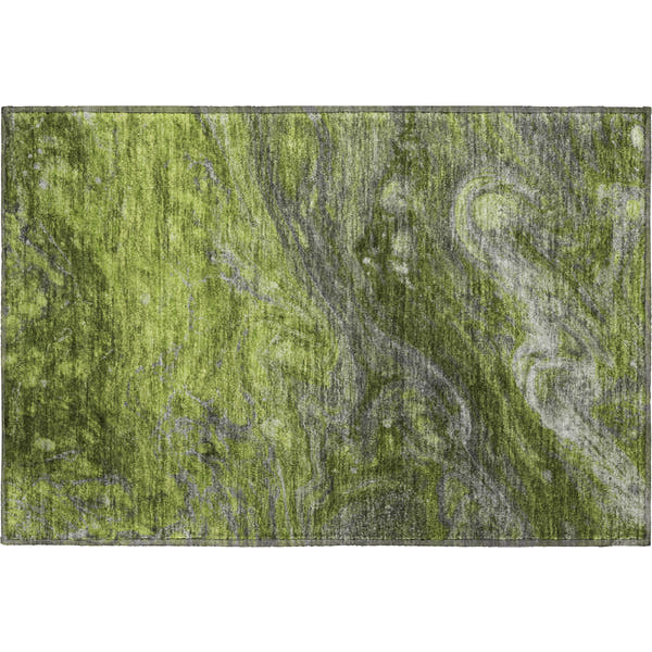 Siena Machine Washable Transitional Green Rug 1'8" x 2'6"