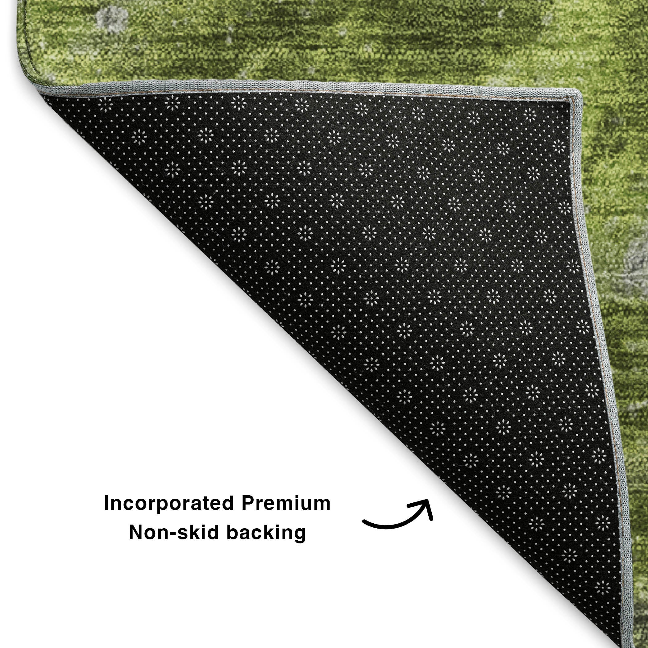 Siena Machine Washable Transitional Green Rug 1'8" x 2'6" #shape_Rectangle