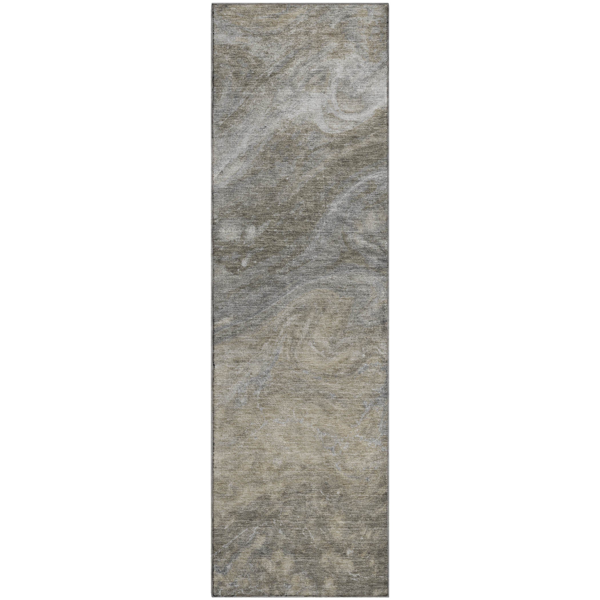 Siena Machine Washable Transitional Taupe Brown Rug 2'3" x 7'6" #shape_Runner