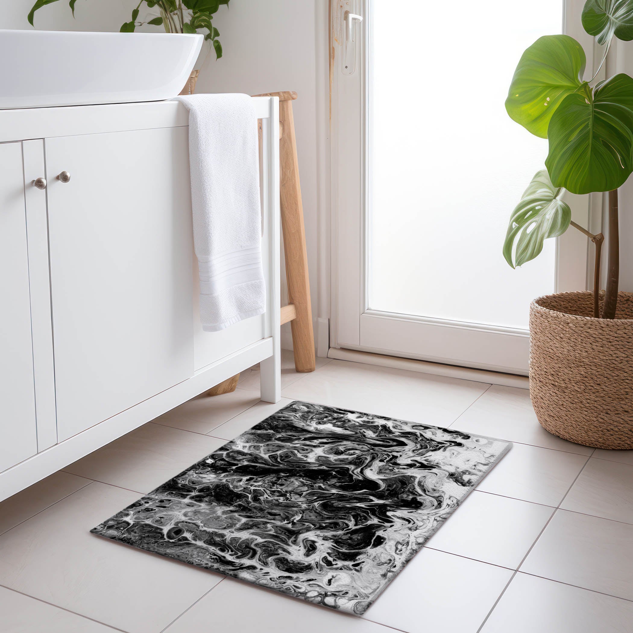 Lima Machine Washable Contemporary Taboo Black Rug 1'8" x 2'6" #shape_Rectangle