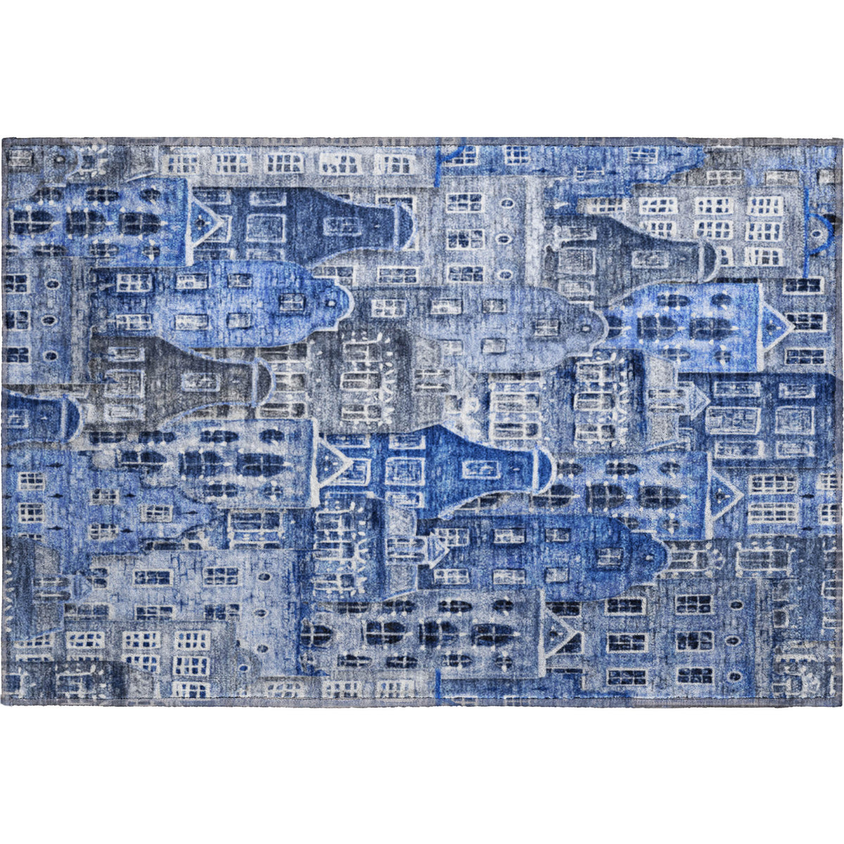 Lucerne Machine Washable Transitional Blue Rug