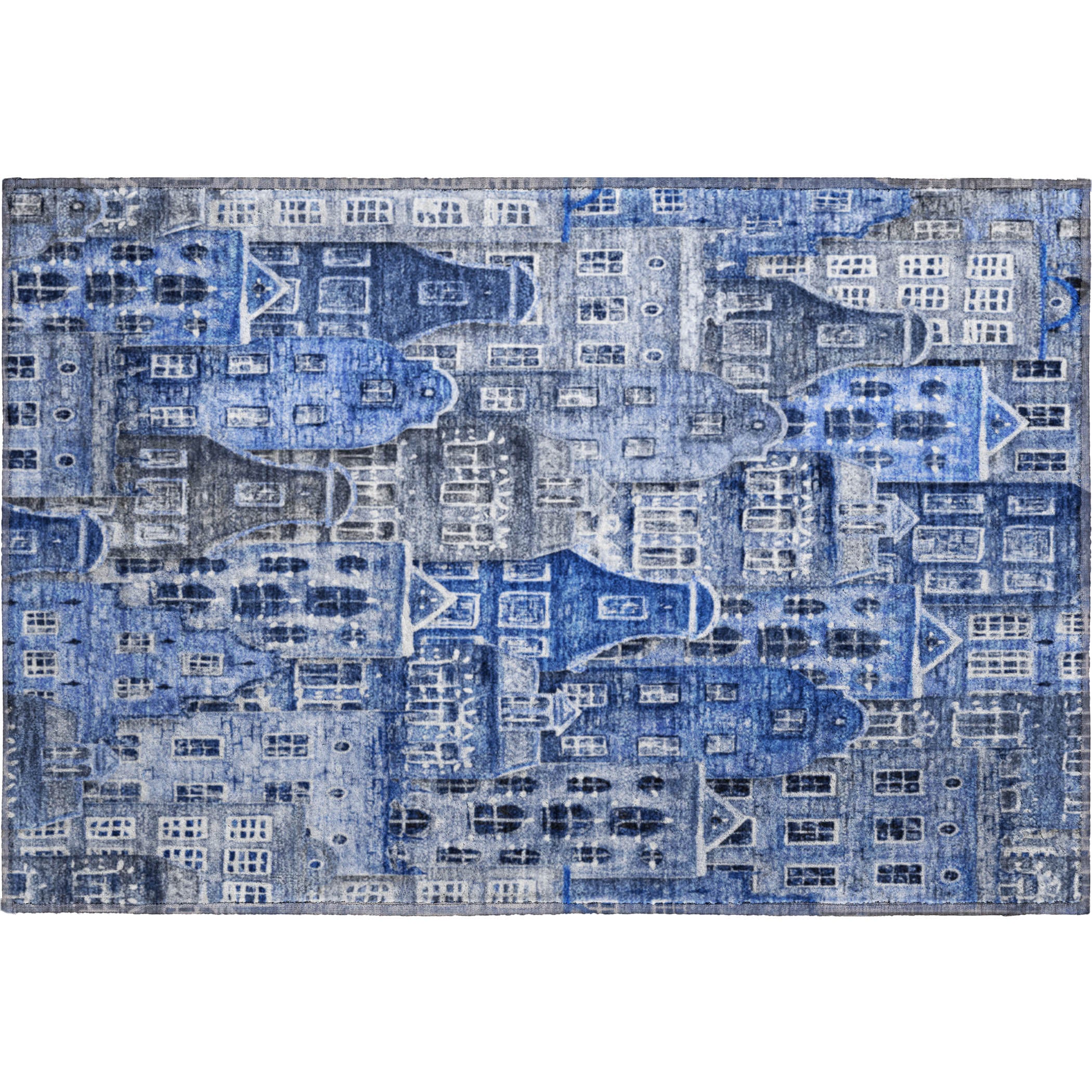 Lucerne Machine Washable Transitional Blue Rug 1'8" x 2'6" #shape_Rectangle