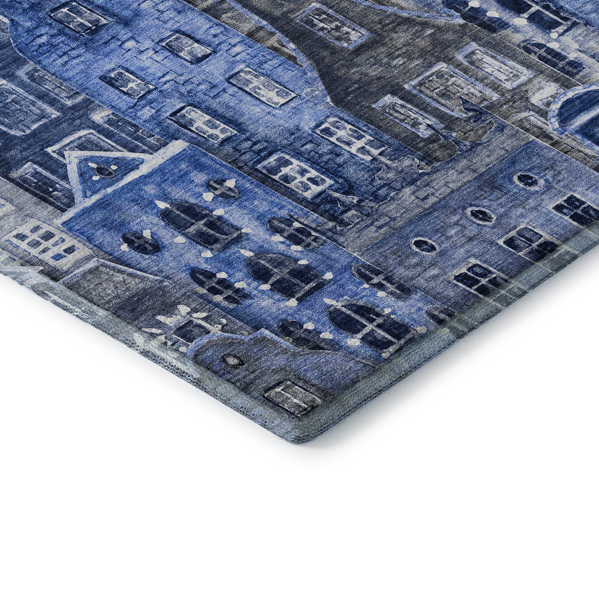 Lucerne Machine Washable Transitional Blue Rug 1'8" x 2'6" #shape_Rectangle