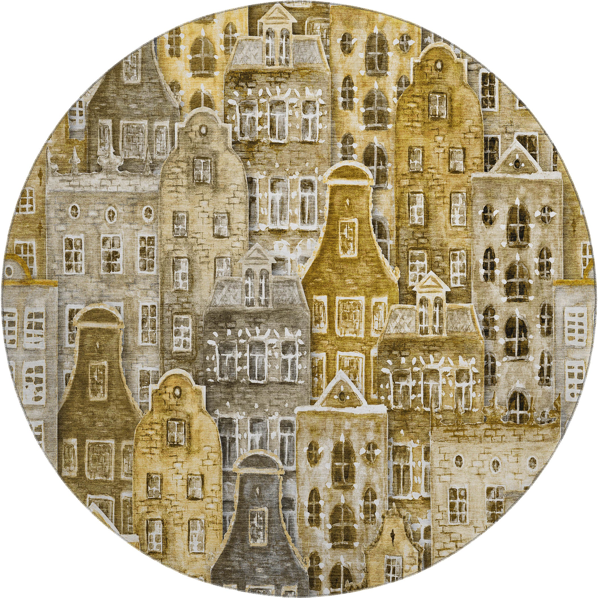 Lucerne Machine Washable Transitional Brown Rug 8' x 8' #shape_Round
