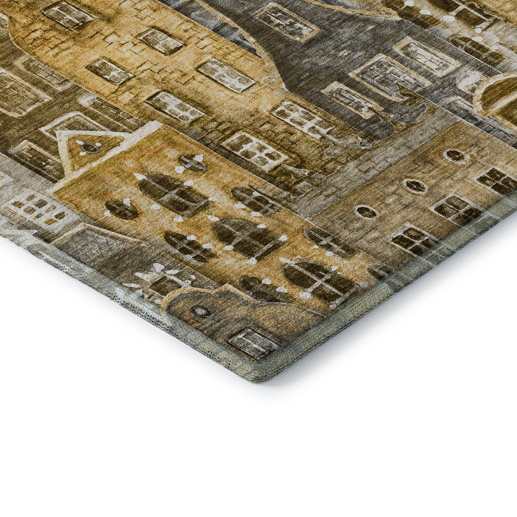 Lucerne Machine Washable Transitional Brown Rug 1'8" x 2'6" #shape_Rectangle