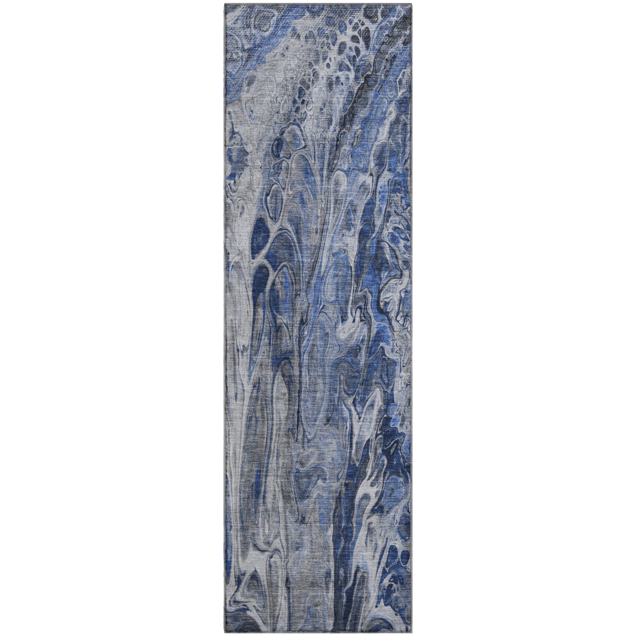 Tallinn Machine Washable Contemporary Blue Rug 2'3" x 7'6" #shape_Runner