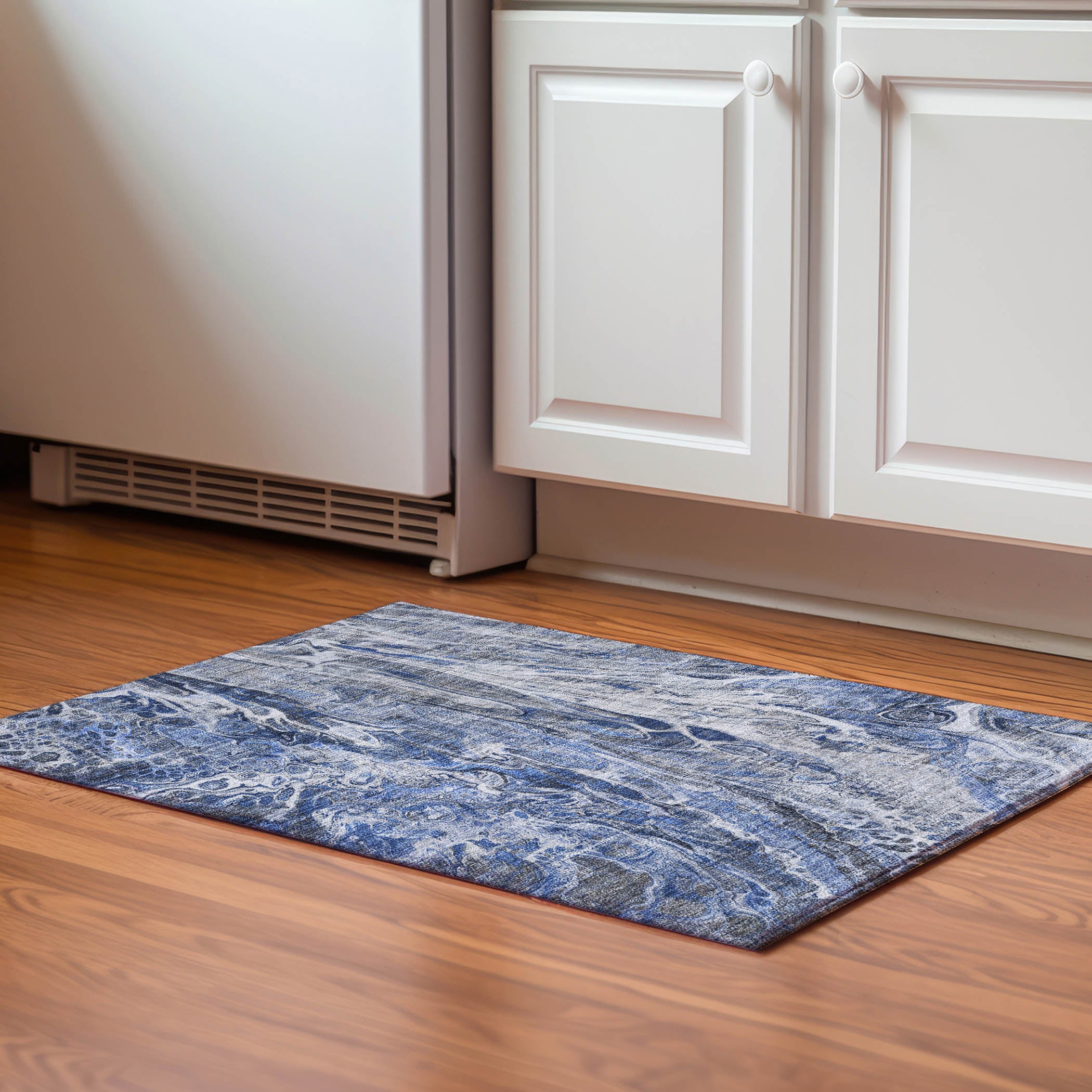 Tallinn Machine Washable Contemporary Blue Rug 1'8" x 2'6" #shape_Rectangle