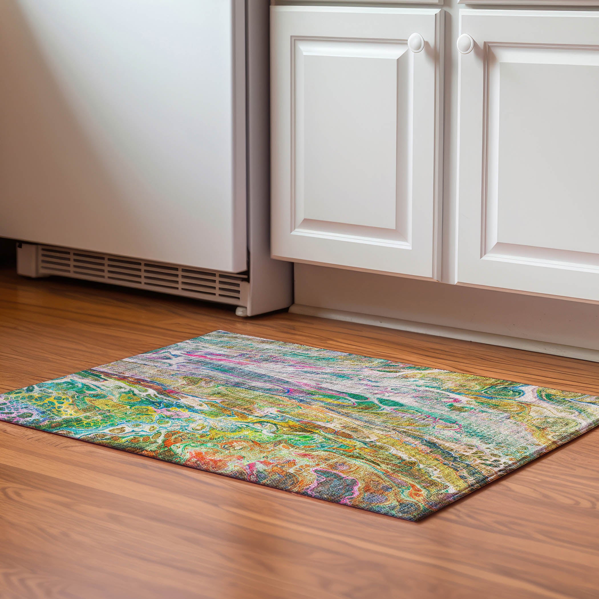 Tallinn Machine Washable Contemporary Green Rug 1'8" x 2'6" #shape_Rectangle