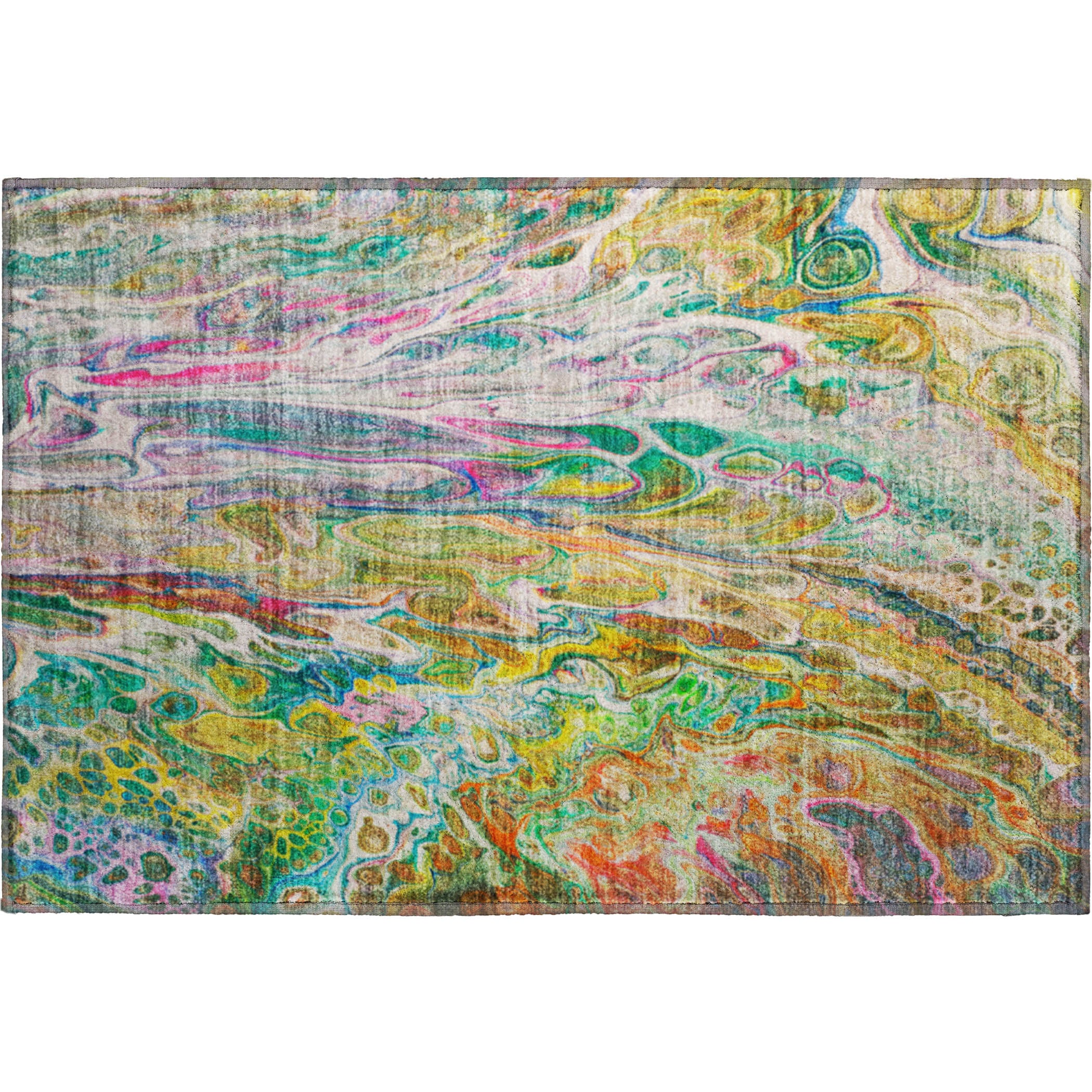 Tallinn Machine Washable Contemporary Green Rug 1'8" x 2'6" #shape_Rectangle