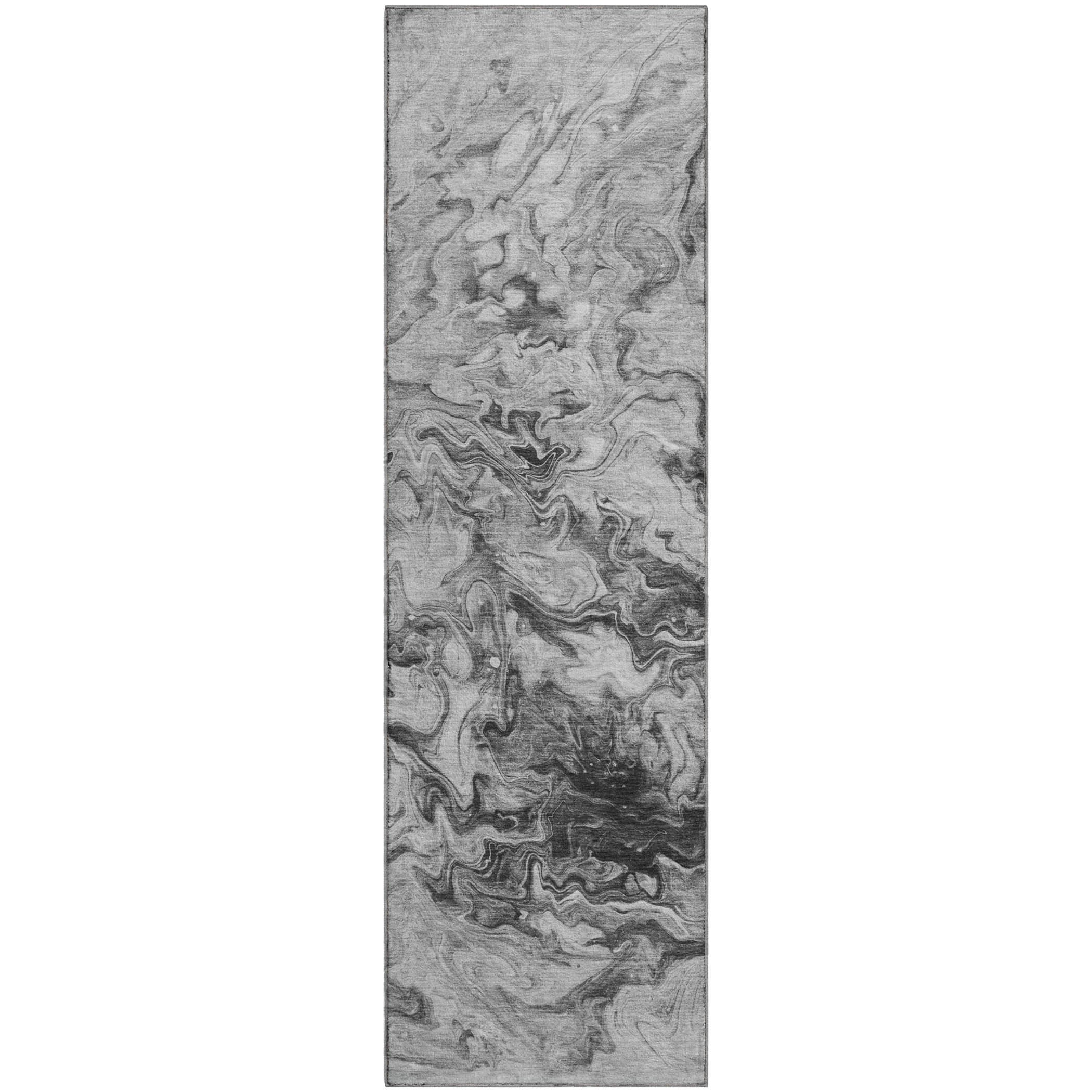 Queenstown Machine Washable Transitional Gray Rug 2'3" x 7'6" #shape_Runner