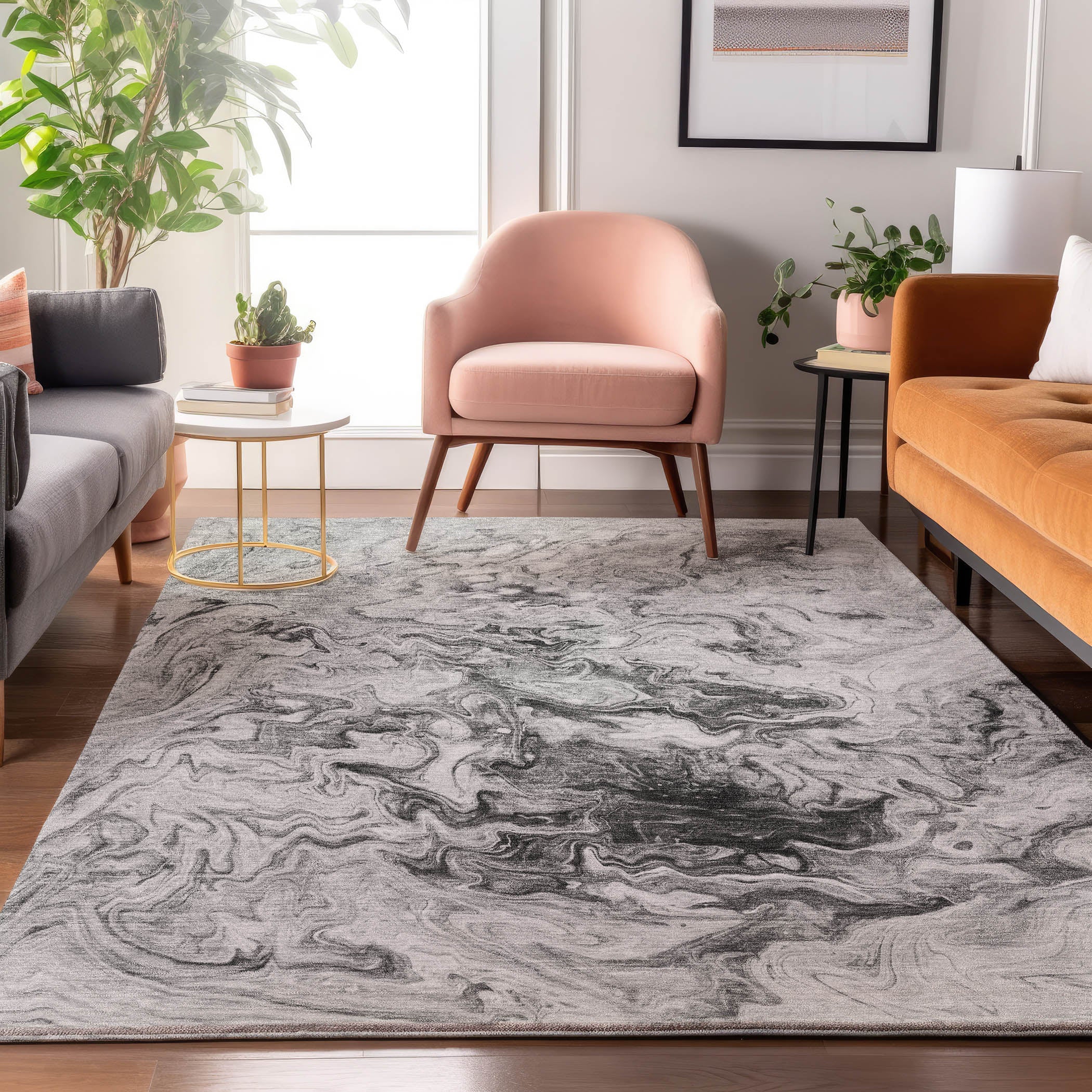 Queenstown Machine Washable Transitional Gray Rug 2'6" x 3'10" #shape_Rectangle