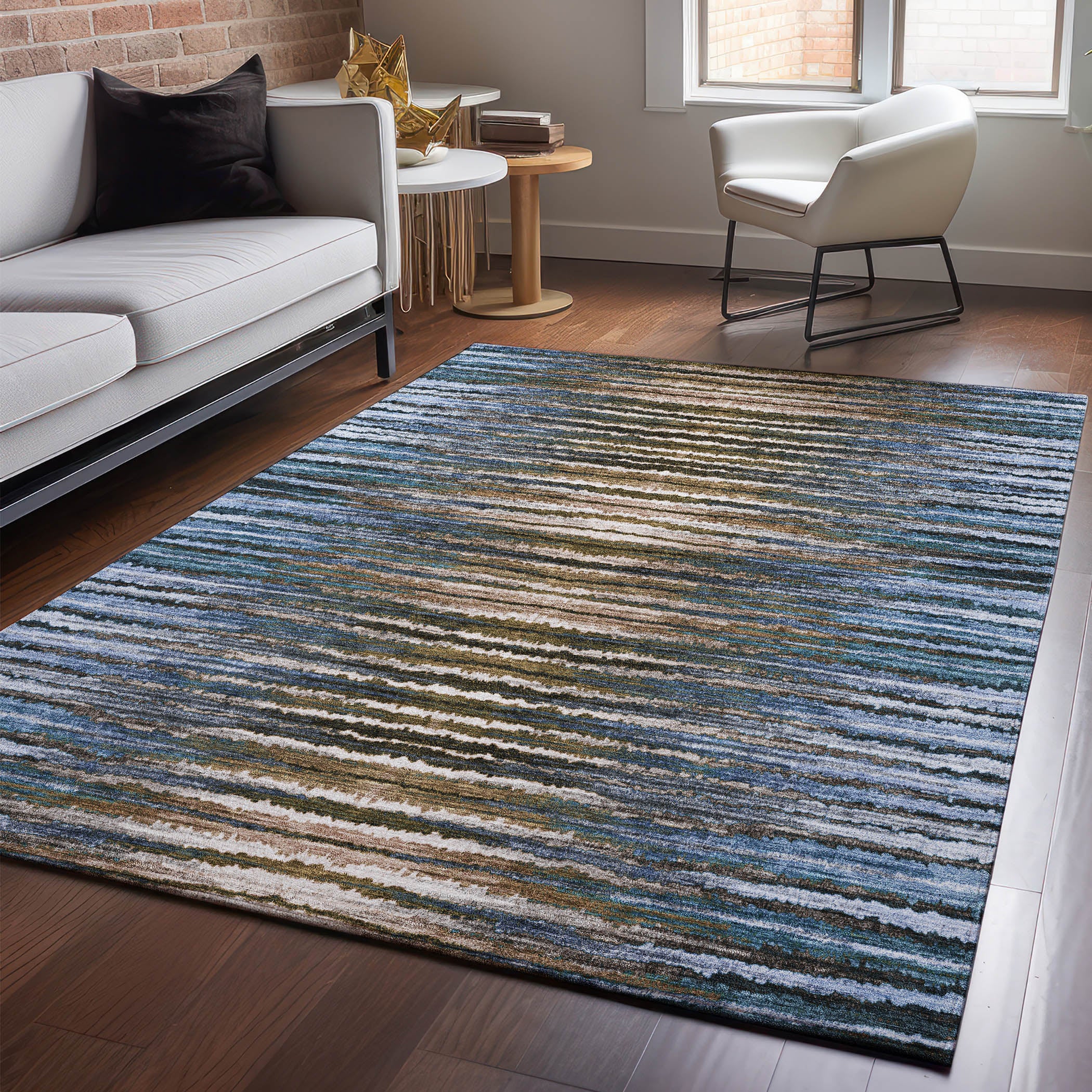 Antigua Machine Washable Traditional Blue Rug 2'6" x 3'10" #shape_Rectangle