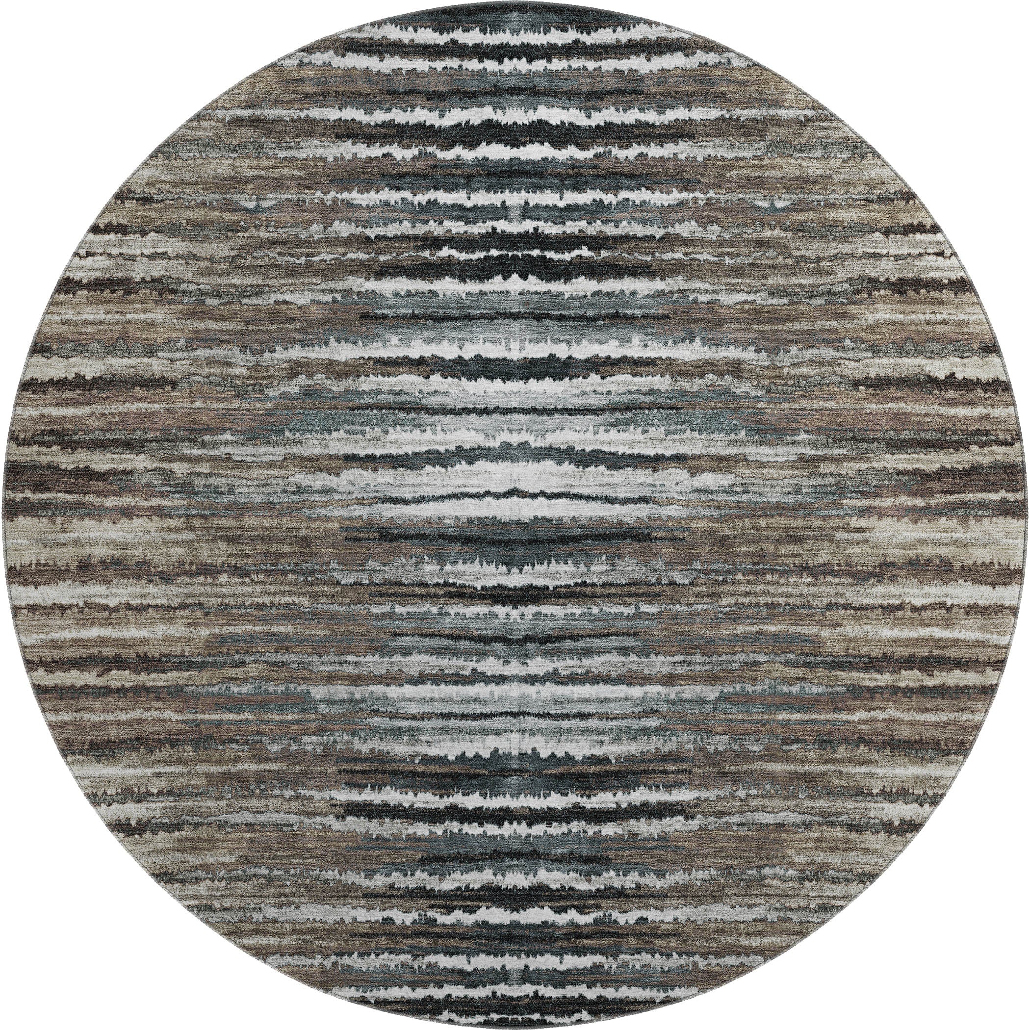 Antigua Machine Washable Traditional Brown Rug 8' x 8' #shape_Round